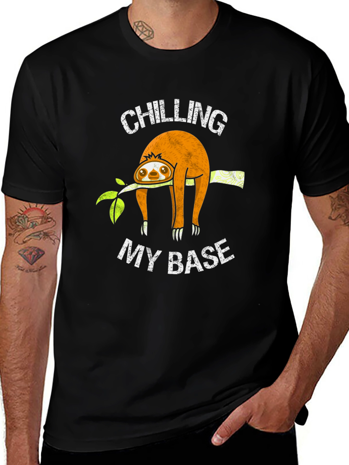 Chilling My Base Sloth Graphic T-Shirt