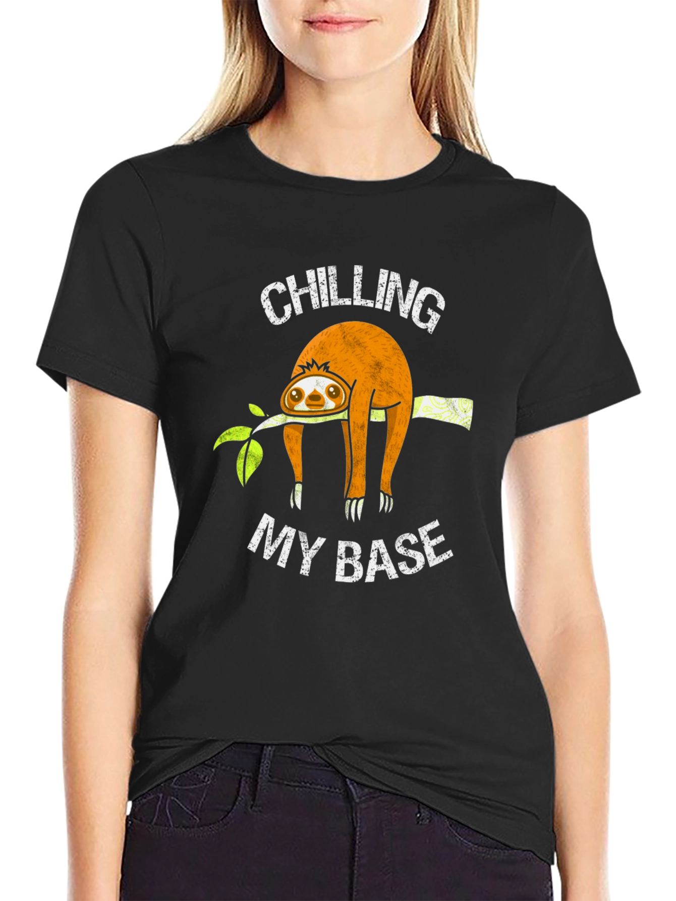 Chilling My Base Sloth Graphic T-Shirt