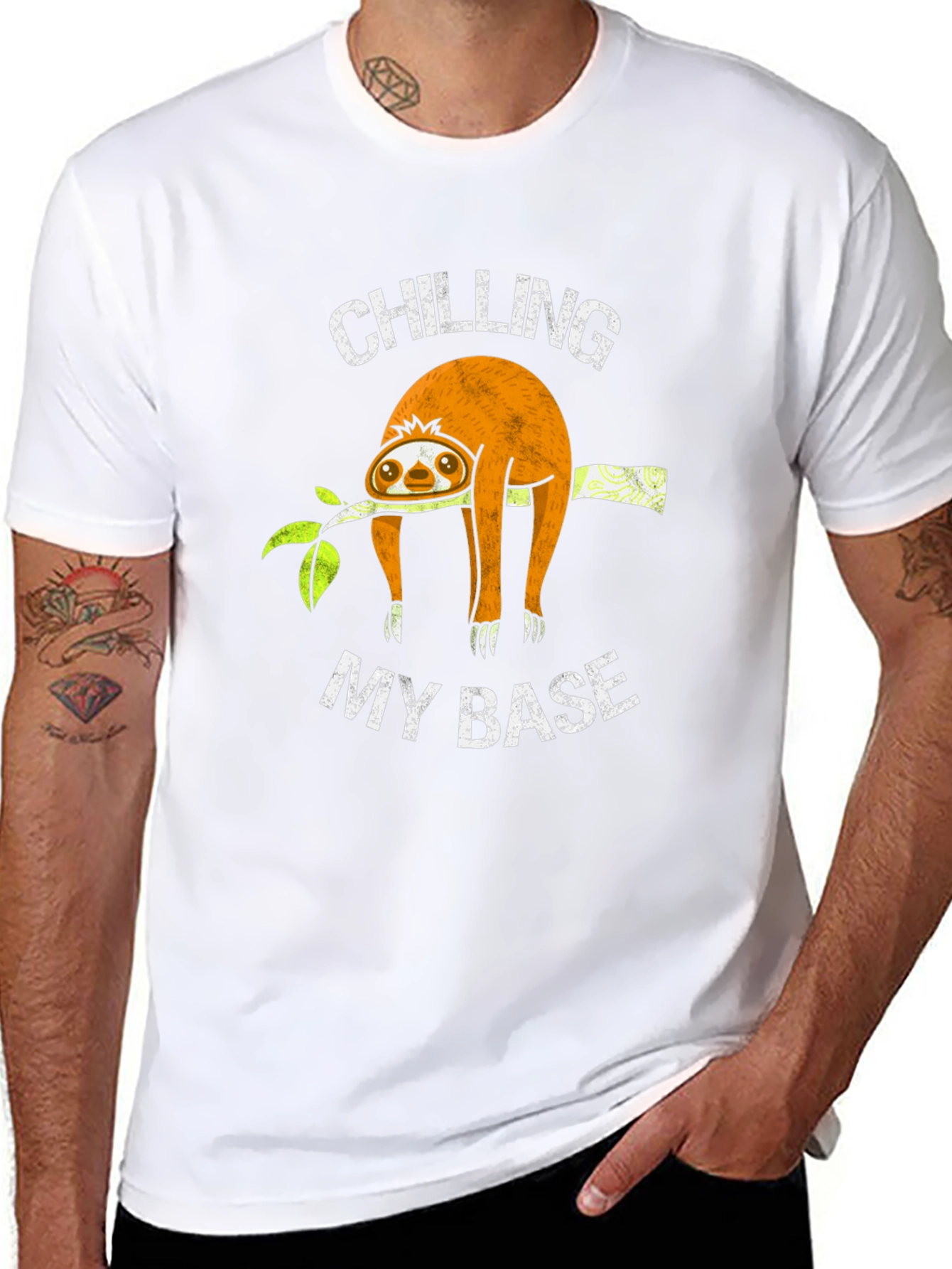Chilling My Base Sloth Graphic T-Shirt