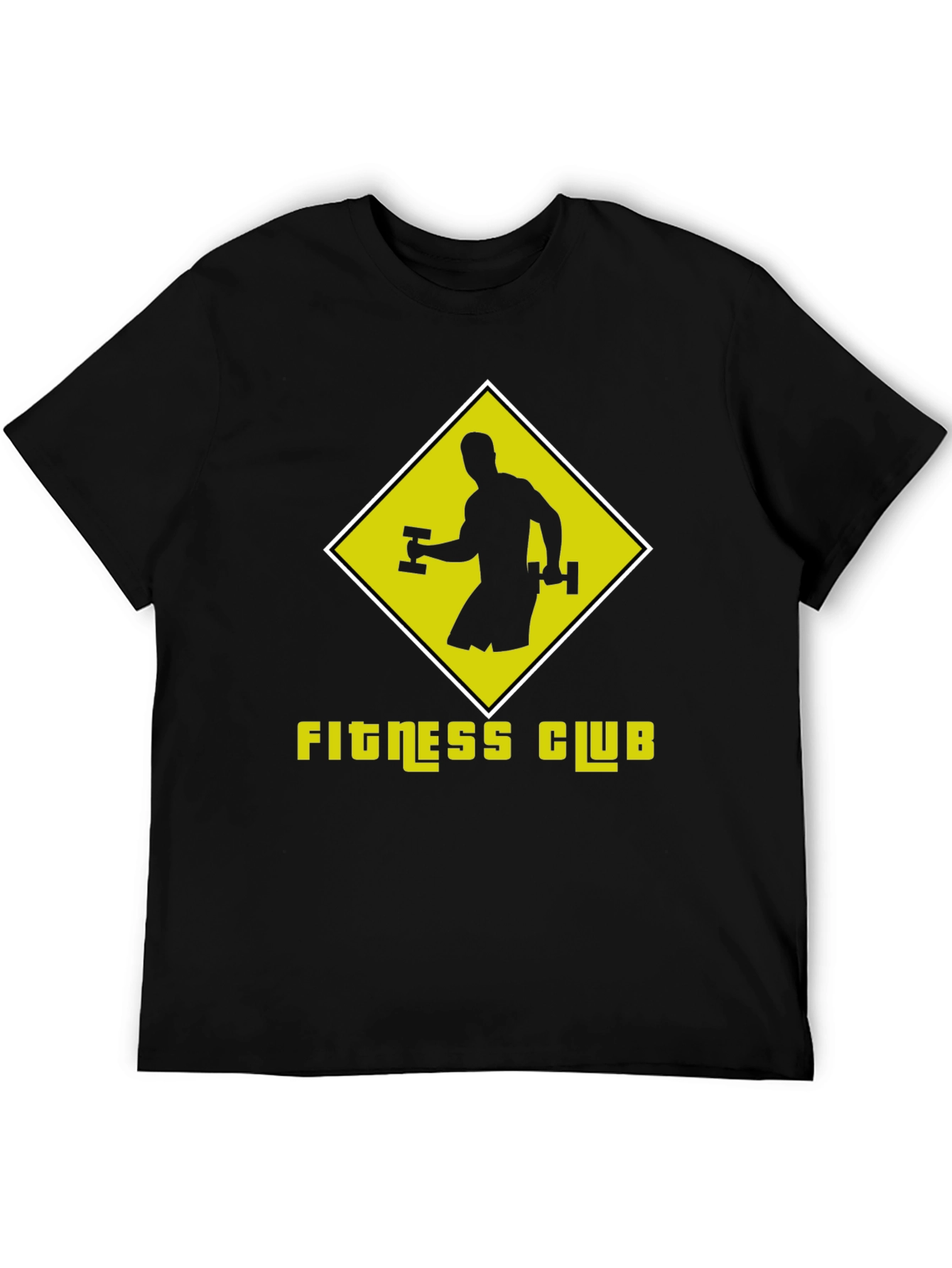 Fitness Club Graphic Tee - Black Cotton T-Shirt