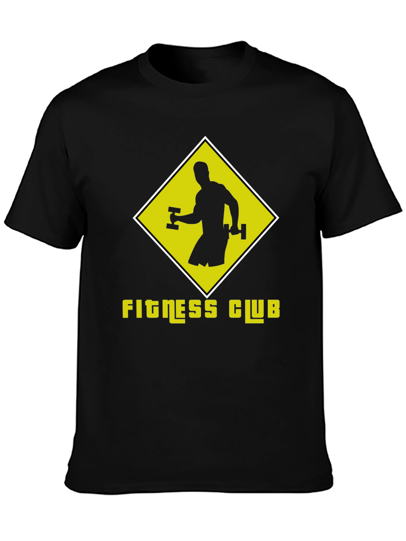 Fitness Club Graphic Tee - Black Cotton T-Shirt