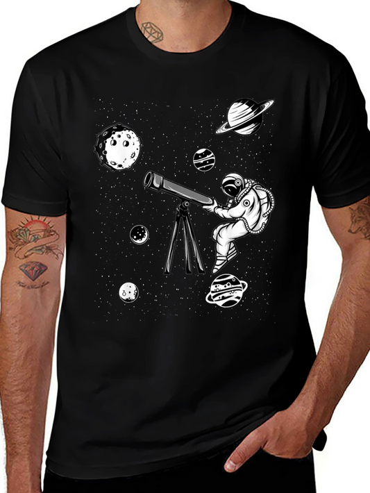 Astronaut Telescope Graphic Tee - Space Exploration