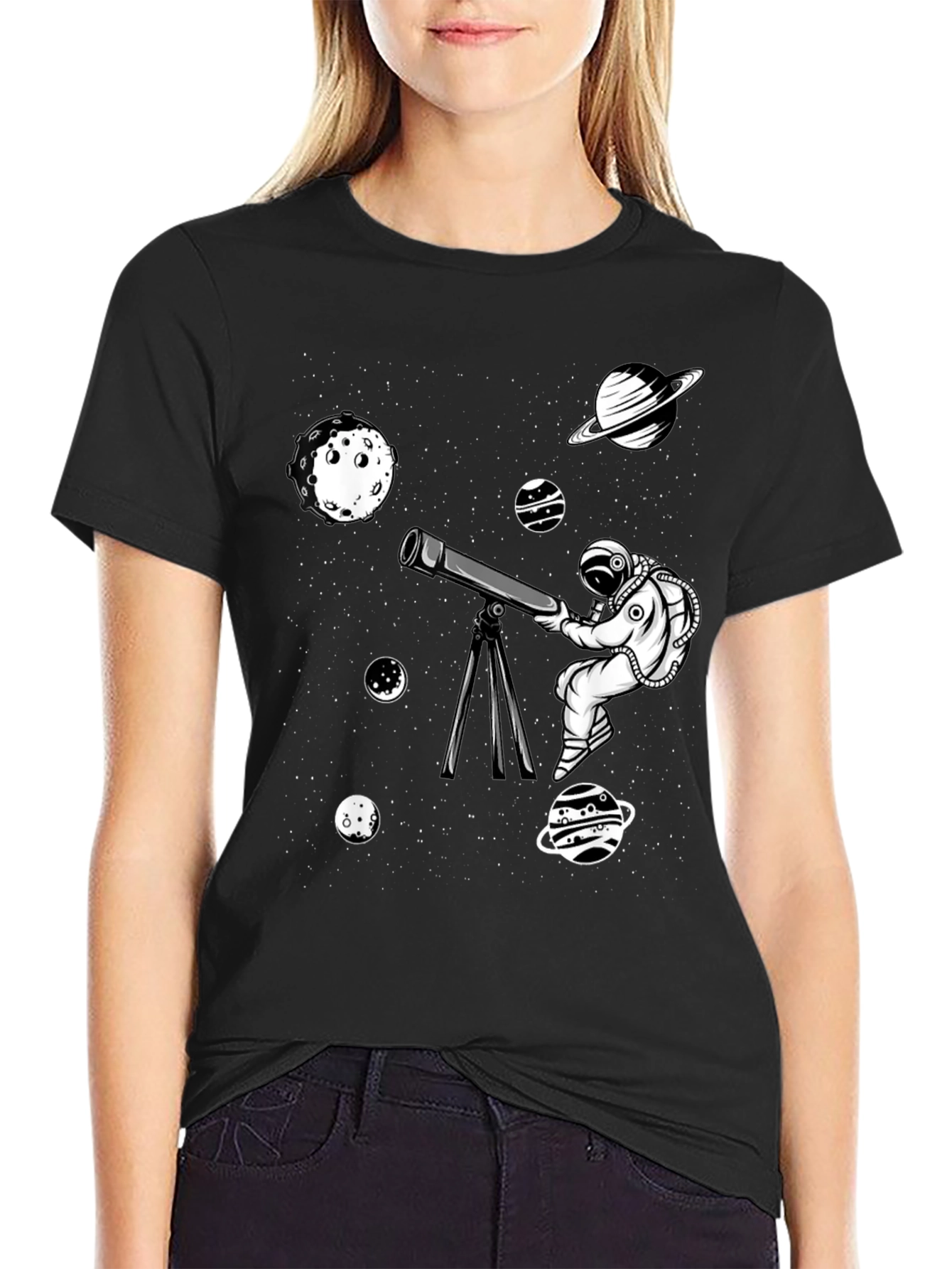 Astronaut Telescope Graphic Tee - Space Exploration