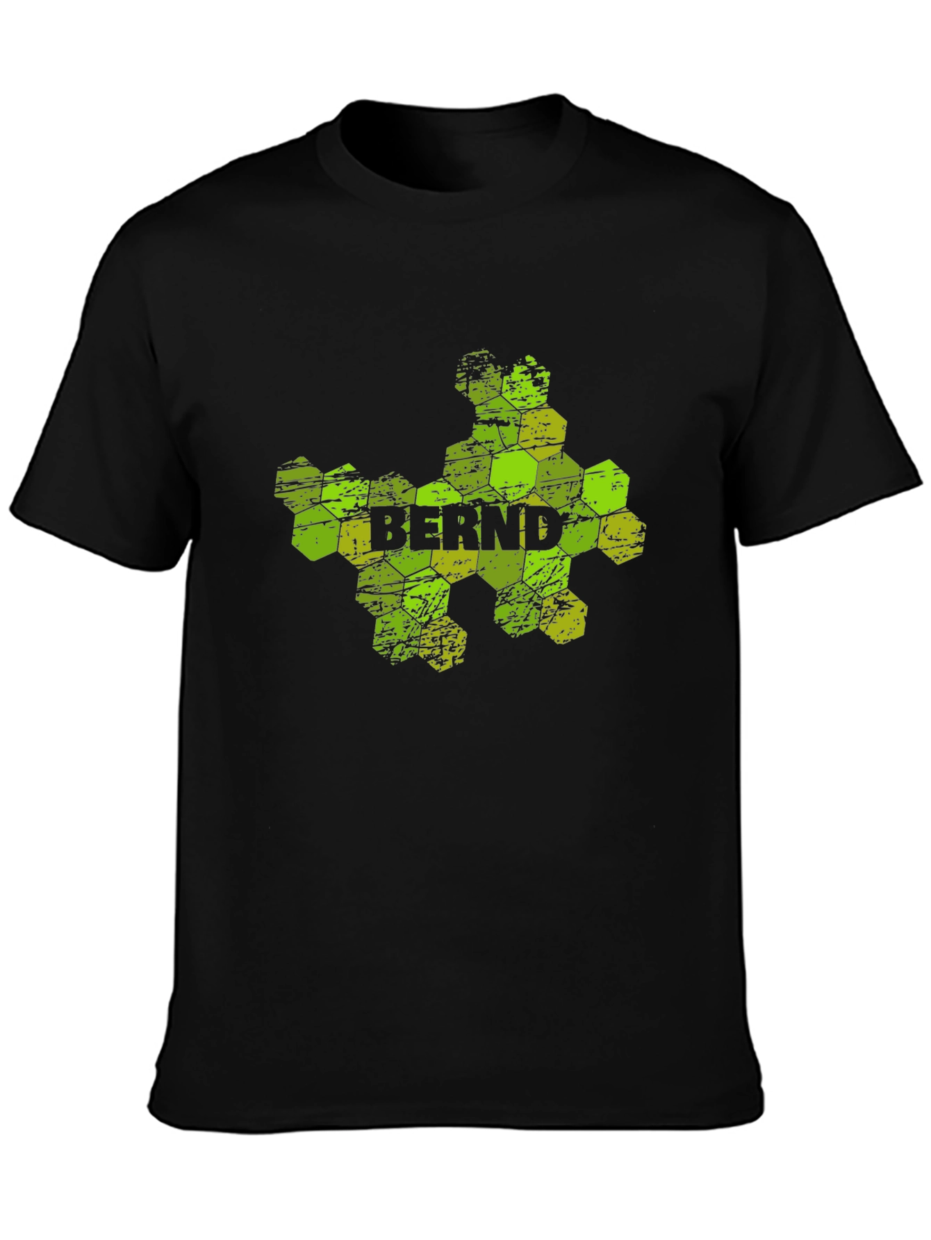 Mens Black Graphic T-Shirt - Bernd Hexagon Design