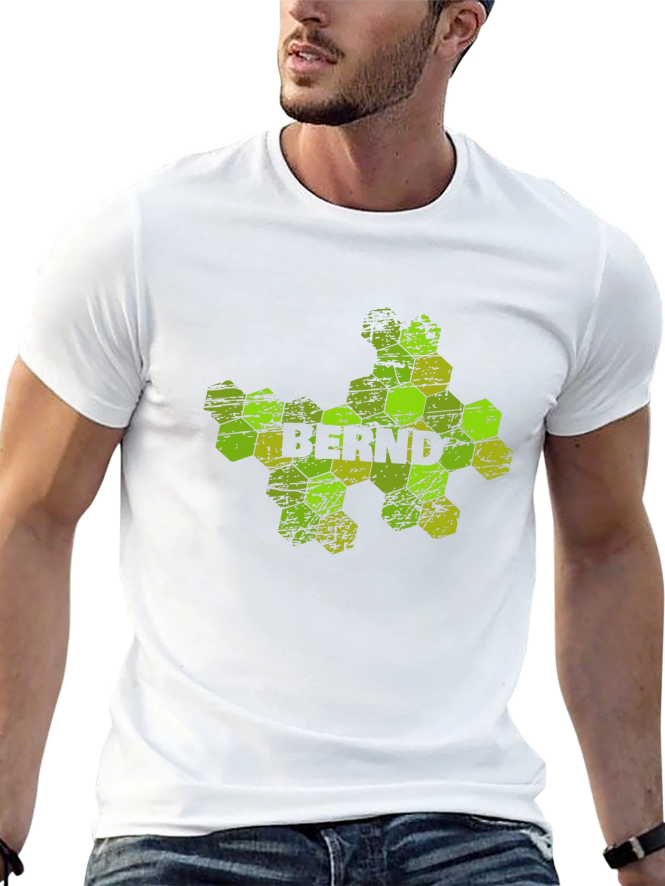 Mens Black Graphic T-Shirt - Bernd Hexagon Design