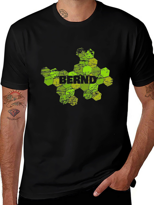 Mens Black Graphic T-Shirt - Bernd Hexagon Design