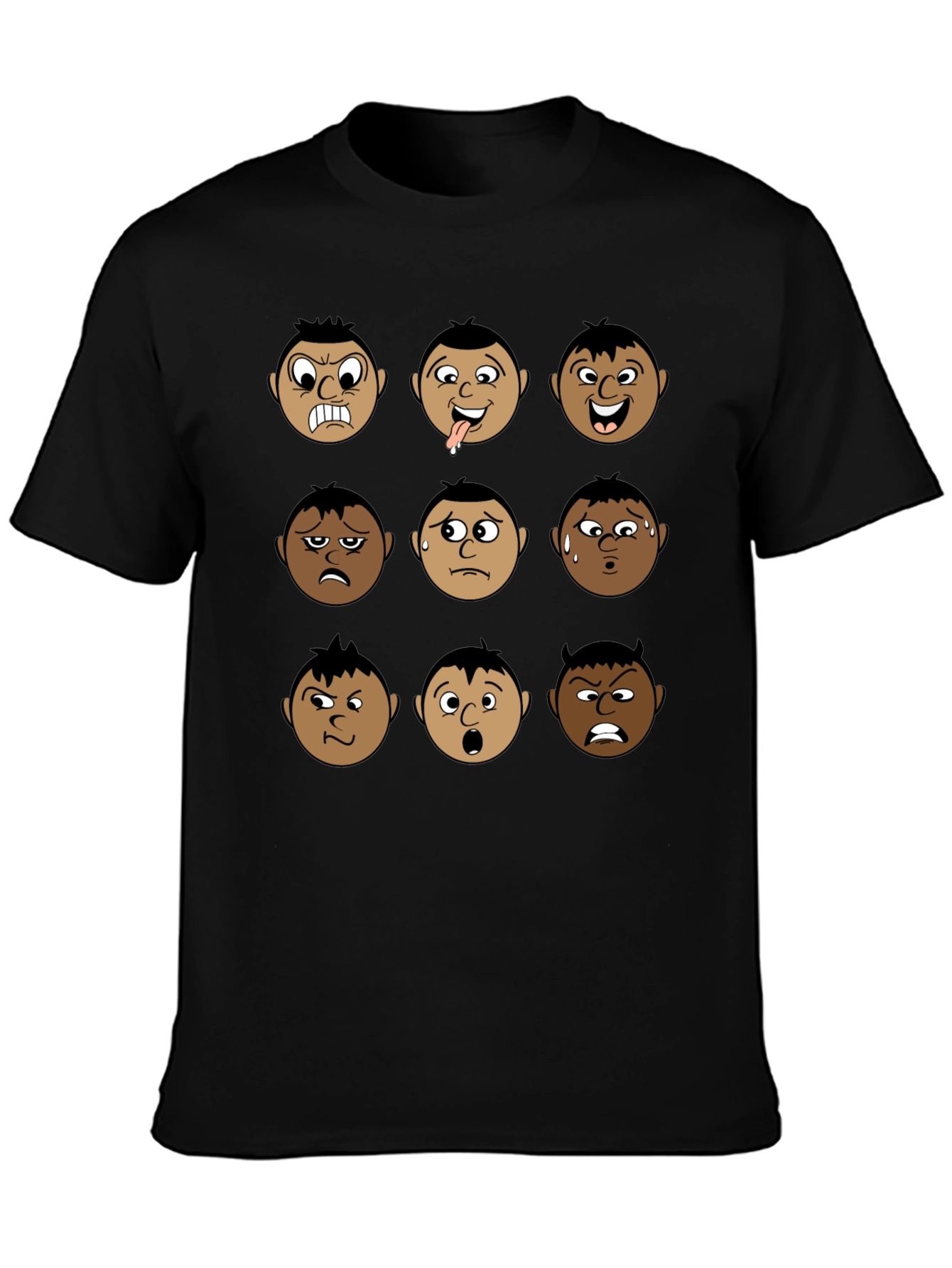Emotional Faces Black T-Shirt