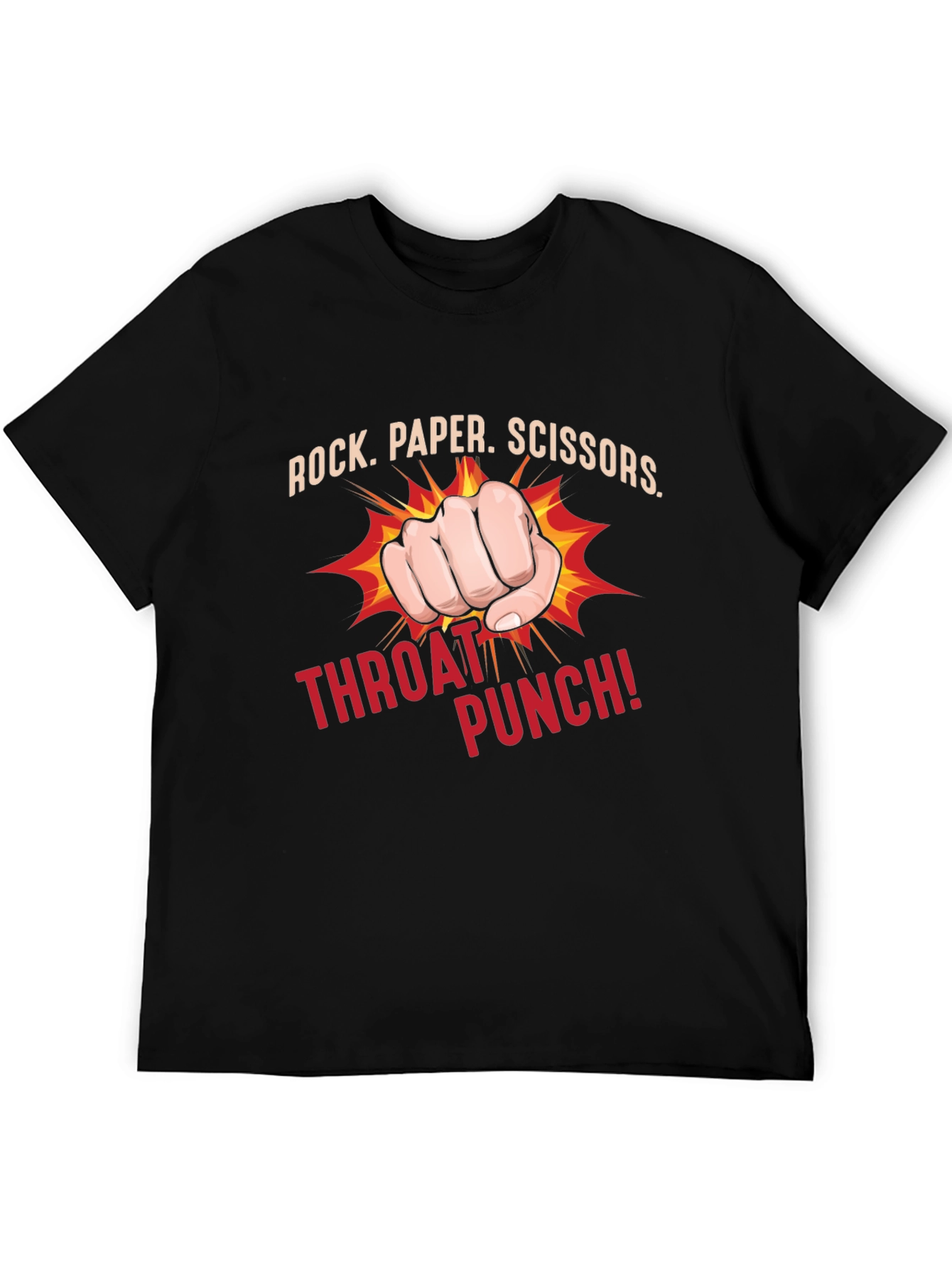 Rock Paper Scissors Throat Punch Black T-Shirt