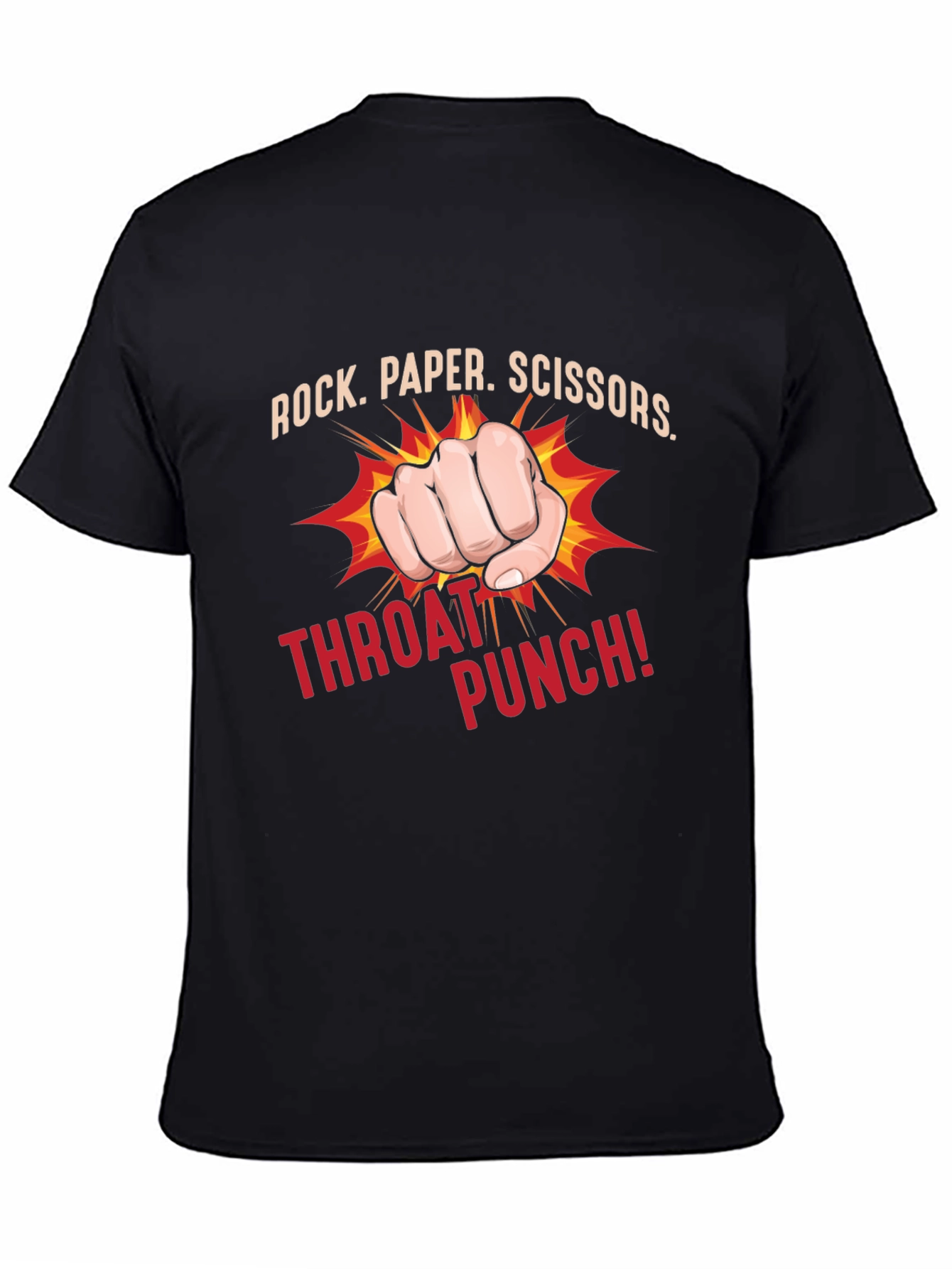 Rock Paper Scissors Throat Punch Black T-Shirt