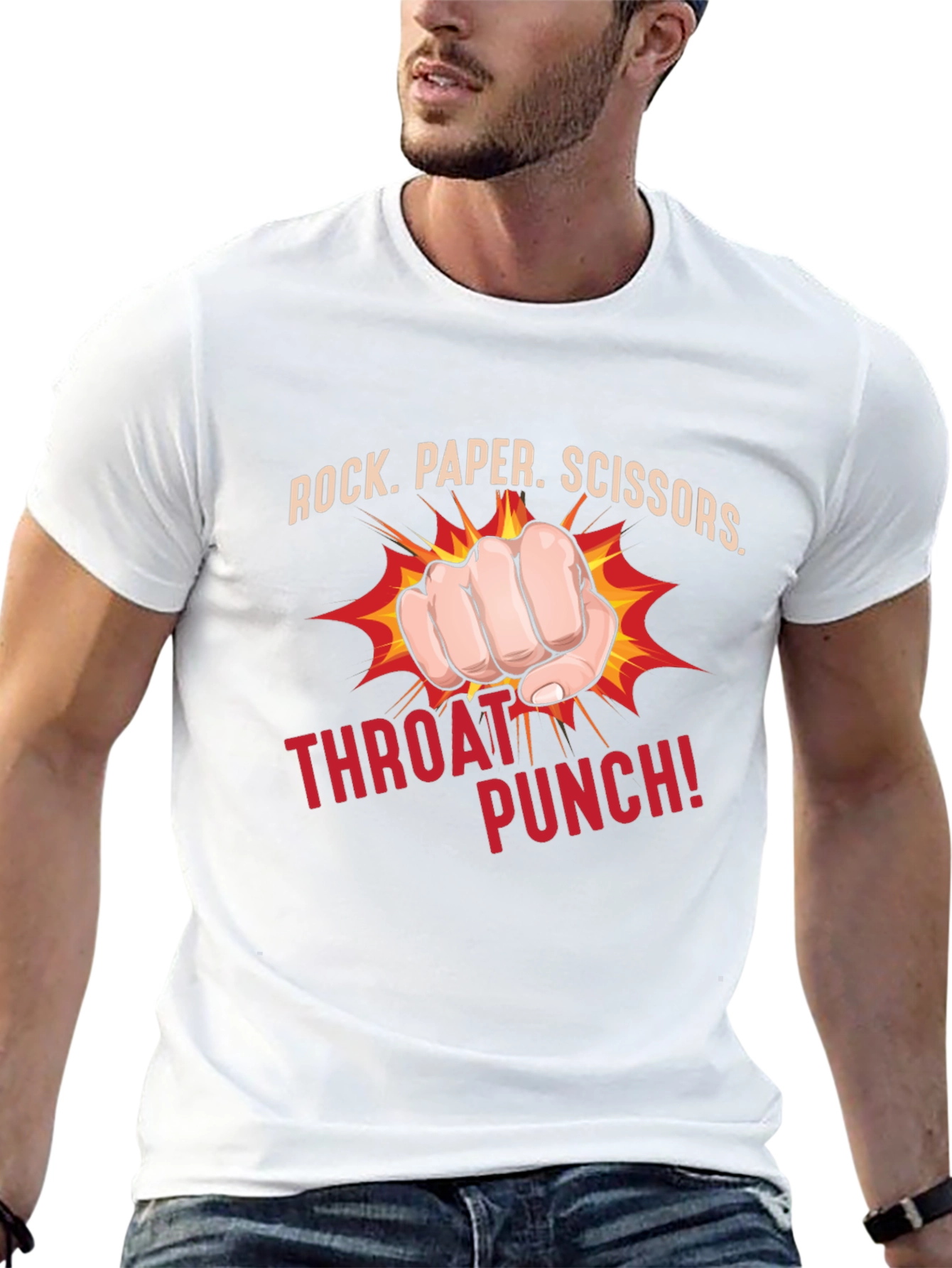 Rock Paper Scissors Throat Punch Black T-Shirt