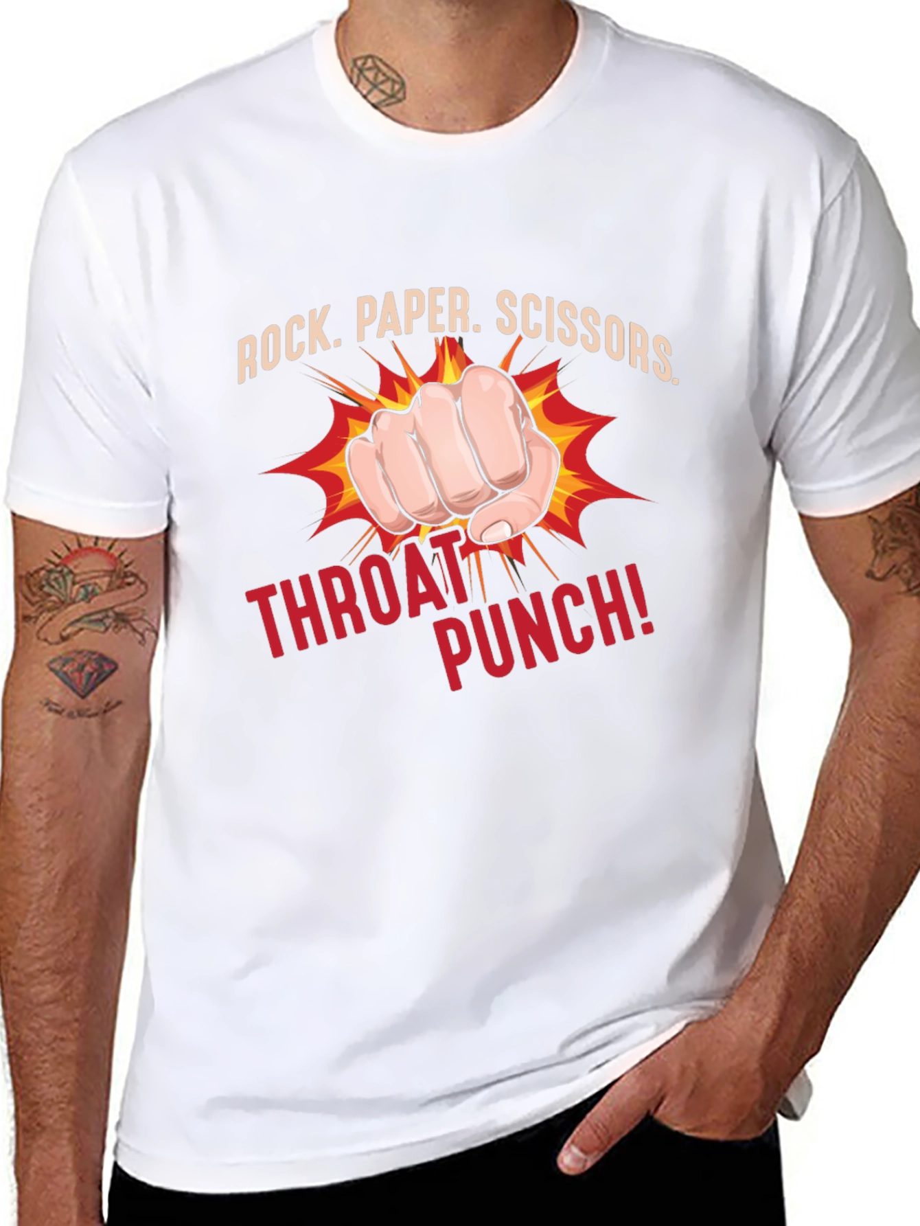 Rock Paper Scissors Throat Punch Black T-Shirt
