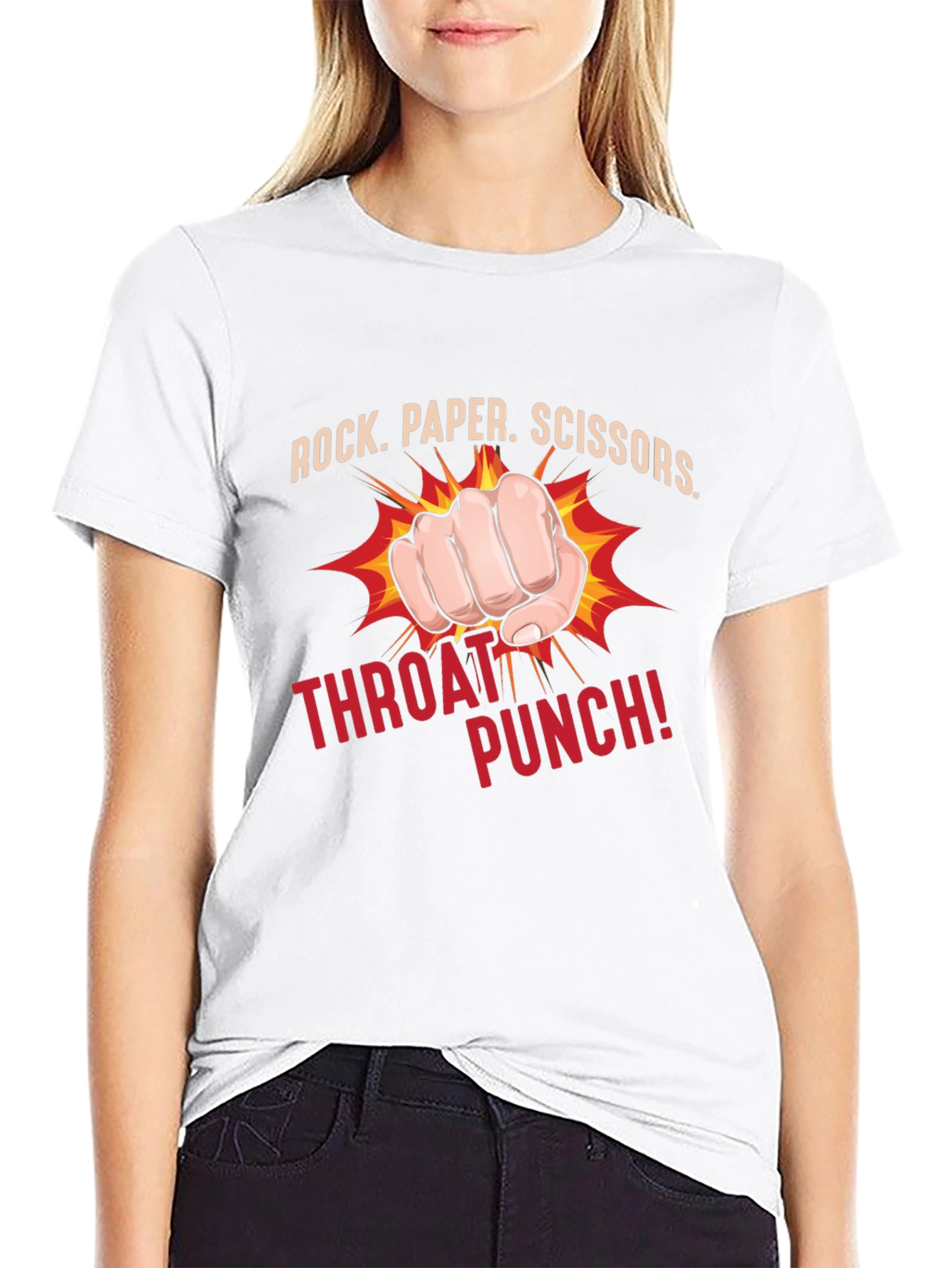 Rock Paper Scissors Throat Punch Black T-Shirt