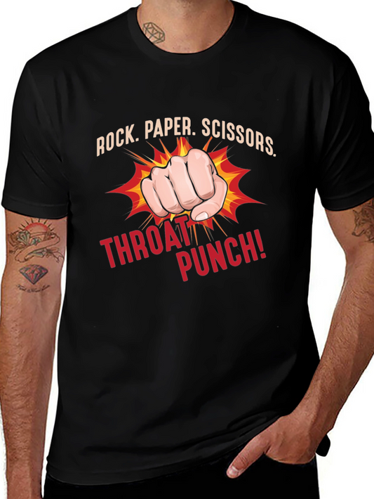 Rock Paper Scissors Throat Punch Black T-Shirt