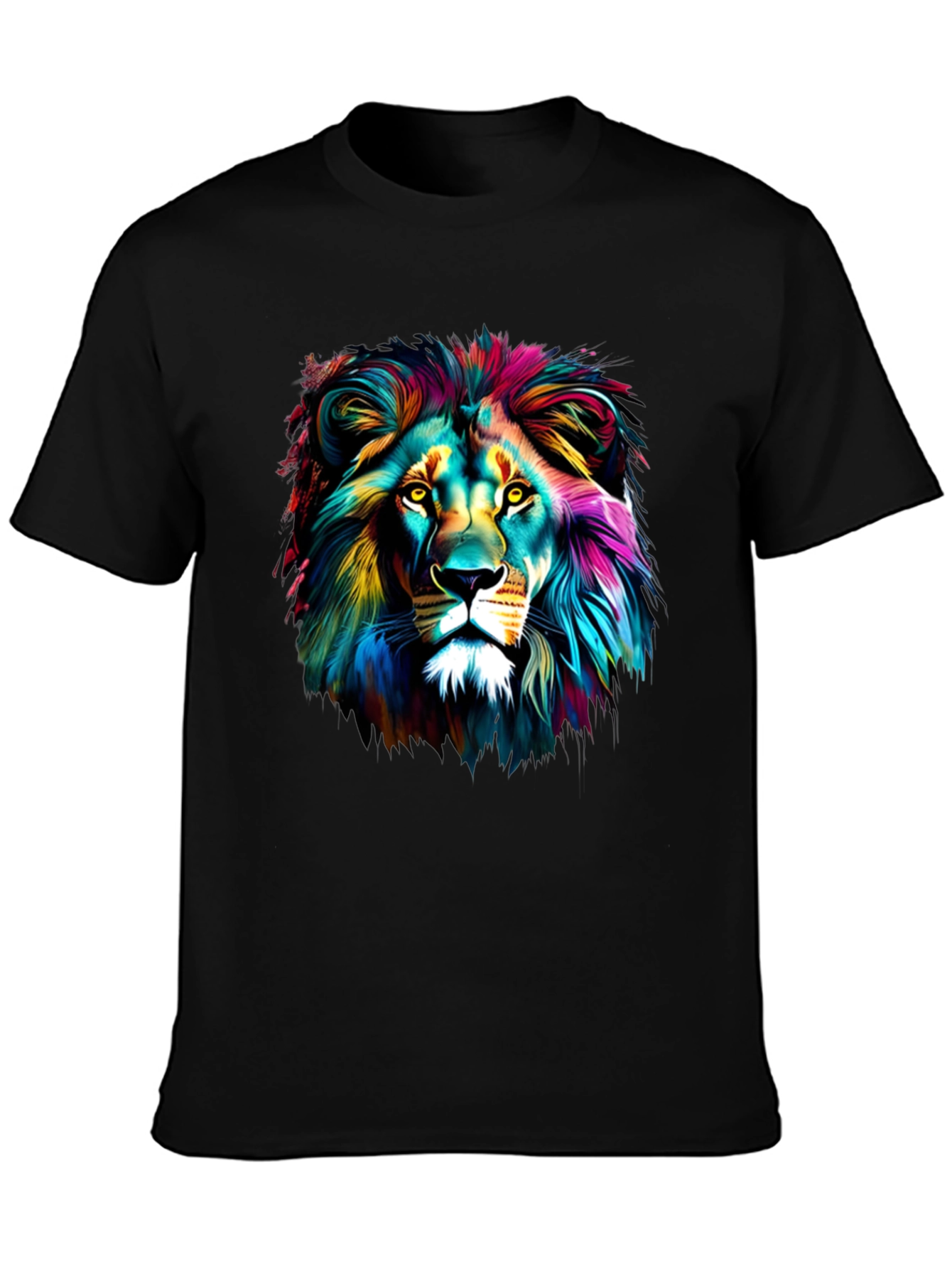 Vibrant Lion Graphic Tee - Unisex Black T-Shirt