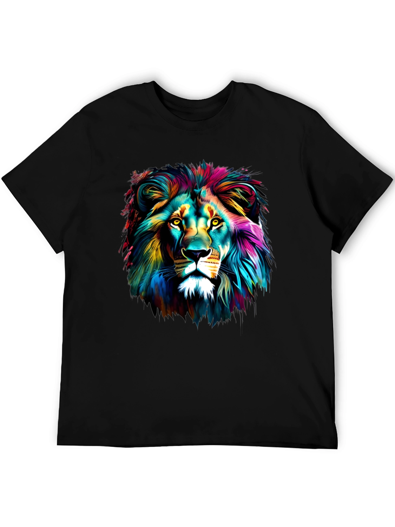 Vibrant Lion Graphic Tee - Unisex Black T-Shirt