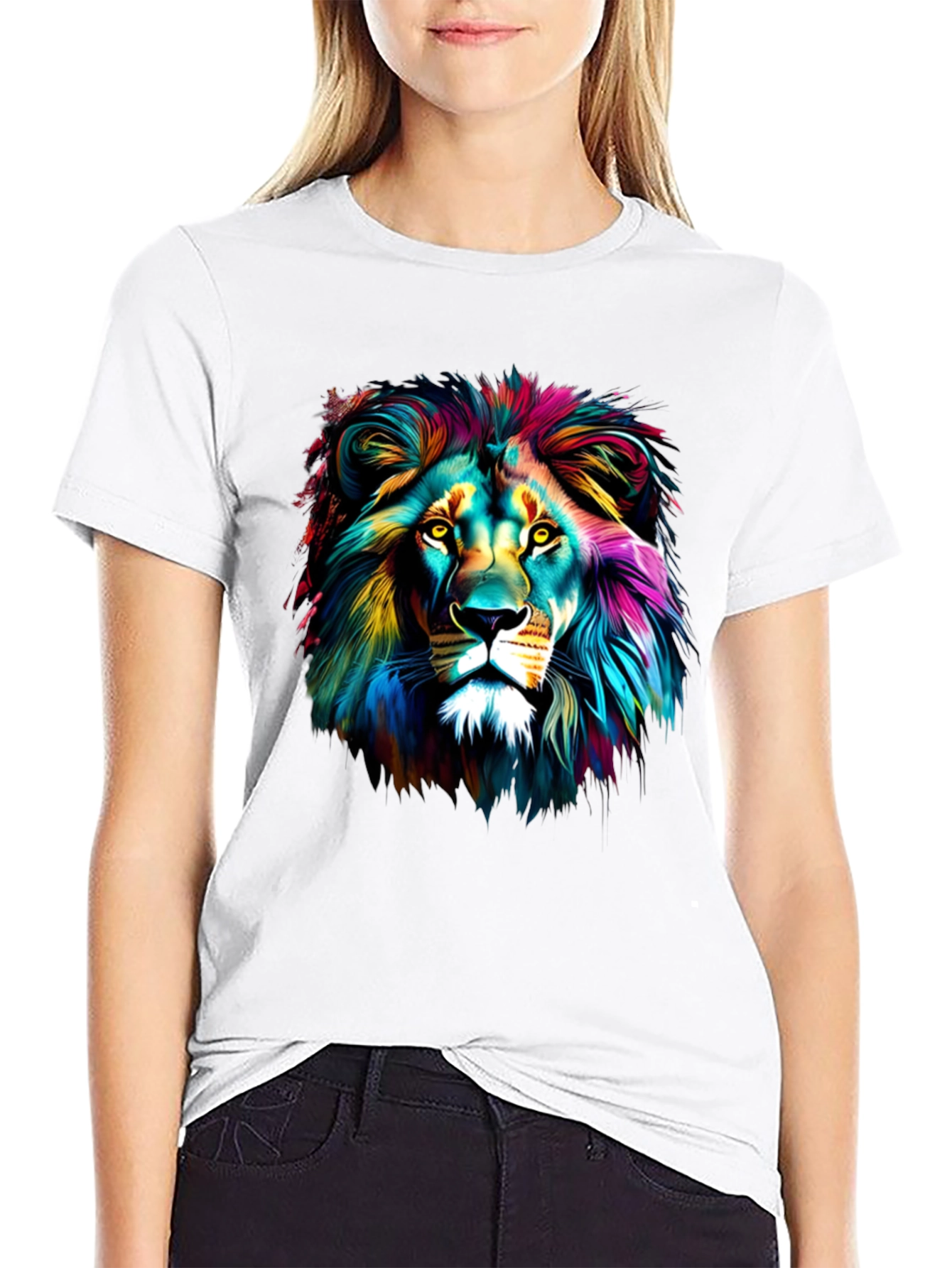 Vibrant Lion Graphic Tee - Unisex Black T-Shirt