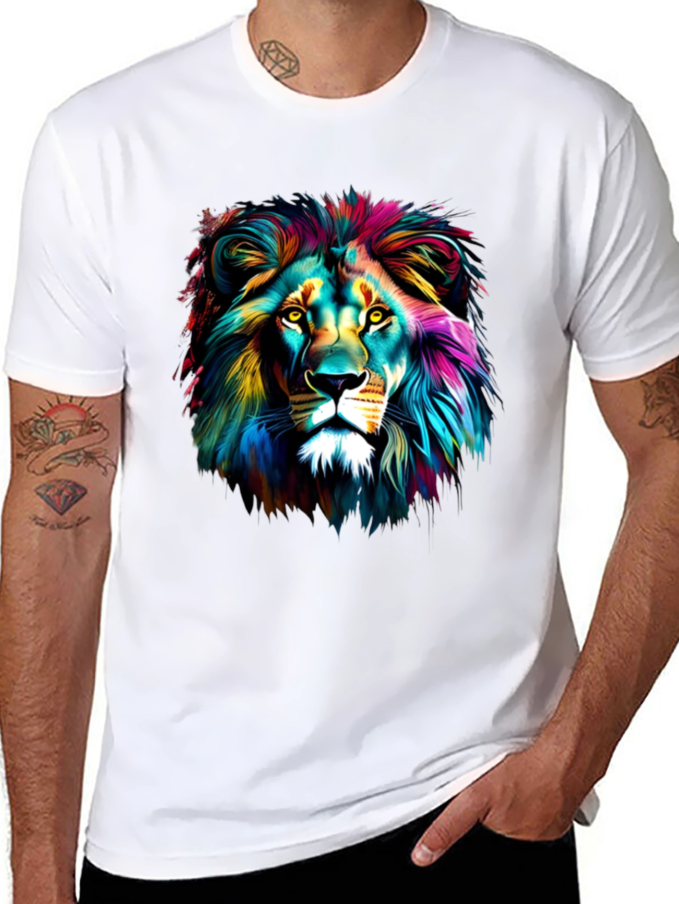 Vibrant Lion Graphic Tee - Unisex Black T-Shirt