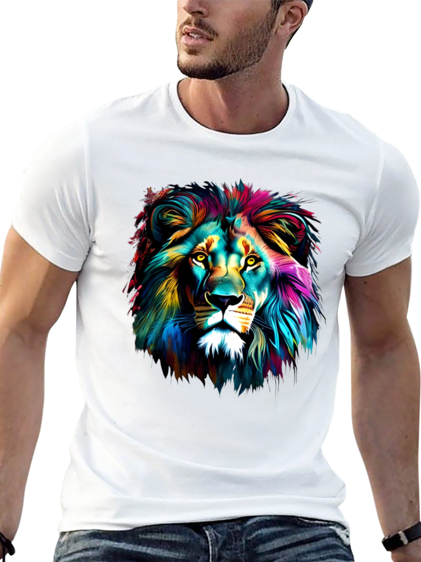 Vibrant Lion Graphic Tee - Unisex Black T-Shirt