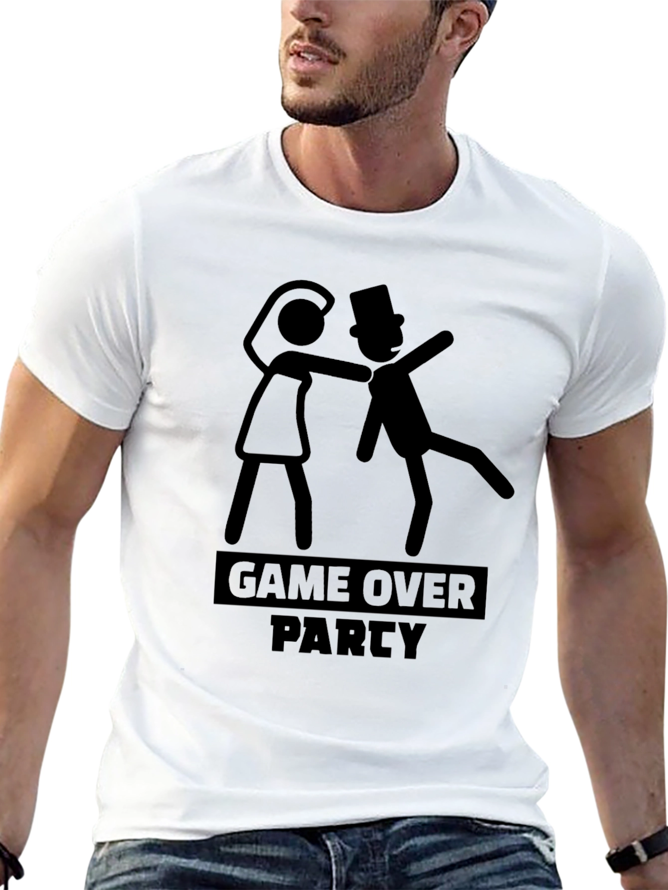 Game Over Party Stick Figure Graphic Tee