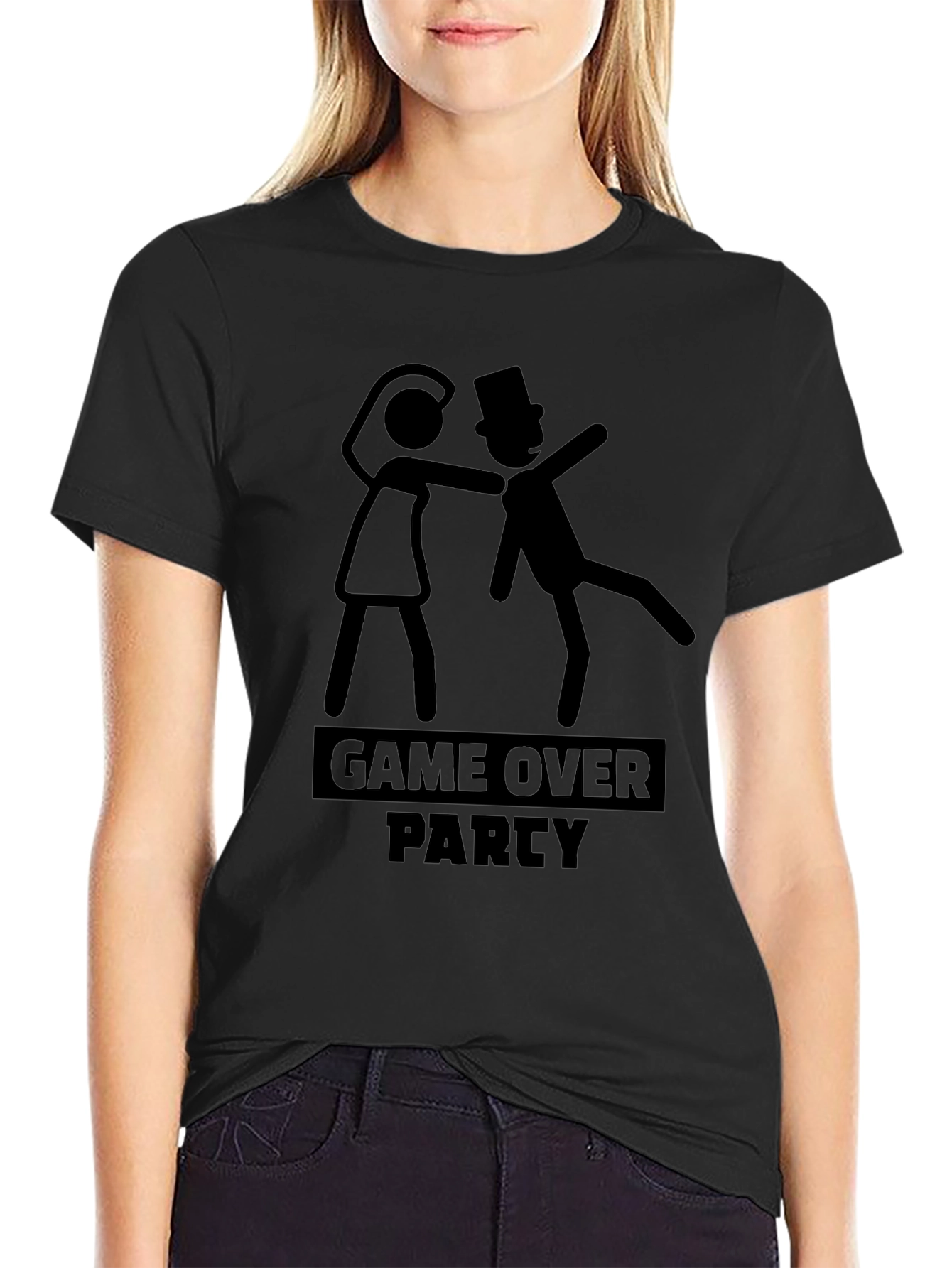 Game Over Party Stick Figure Graphic Tee