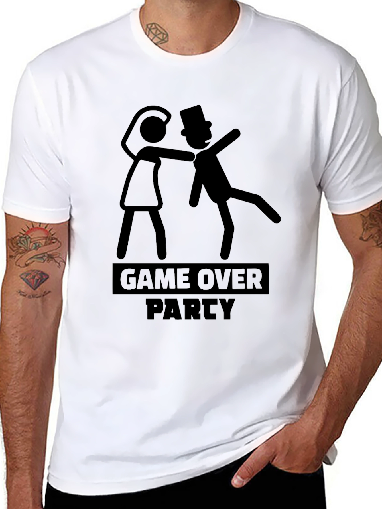 Game Over Party Stick Figure Graphic Tee