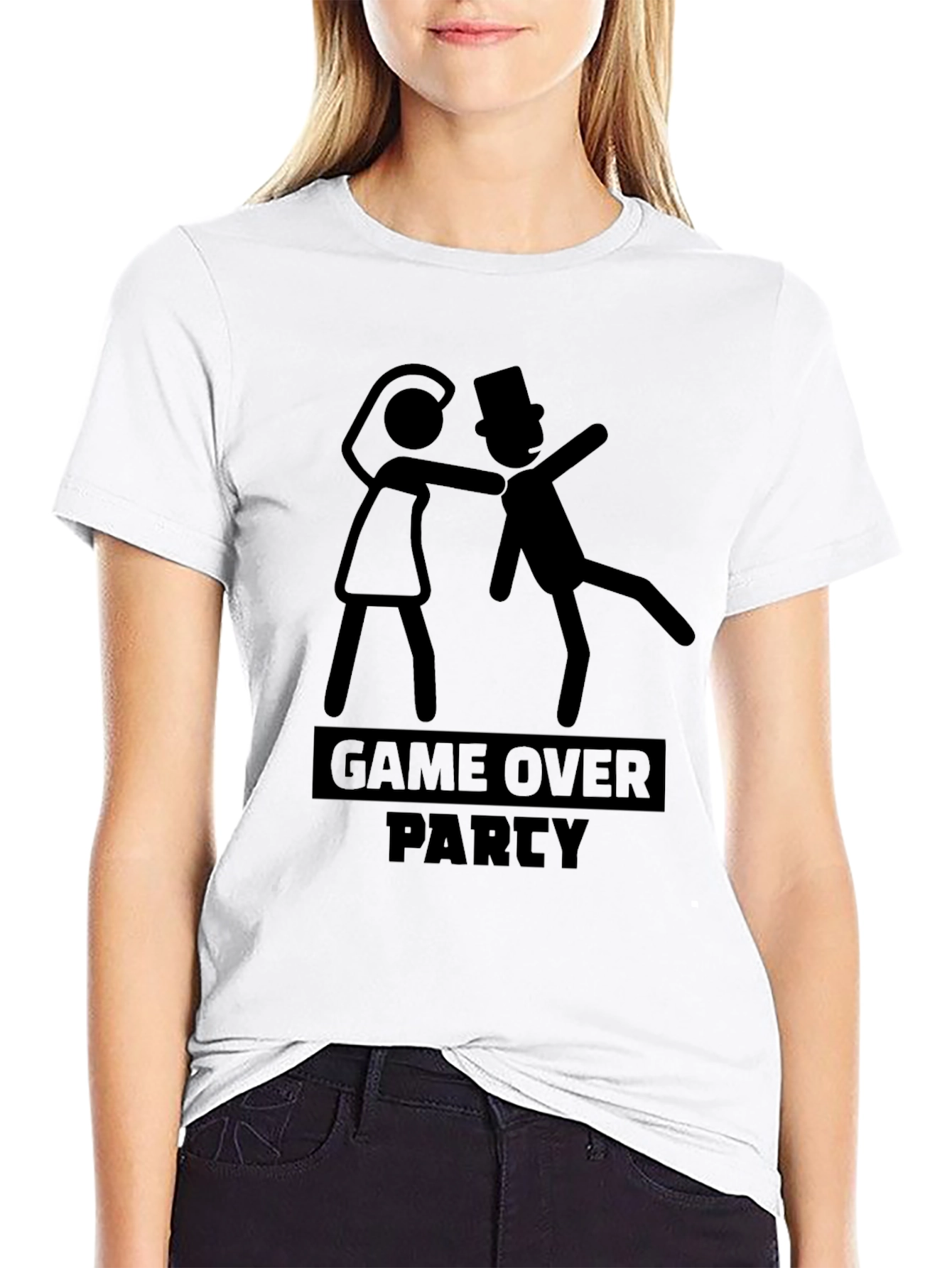 Game Over Party Stick Figure Graphic Tee