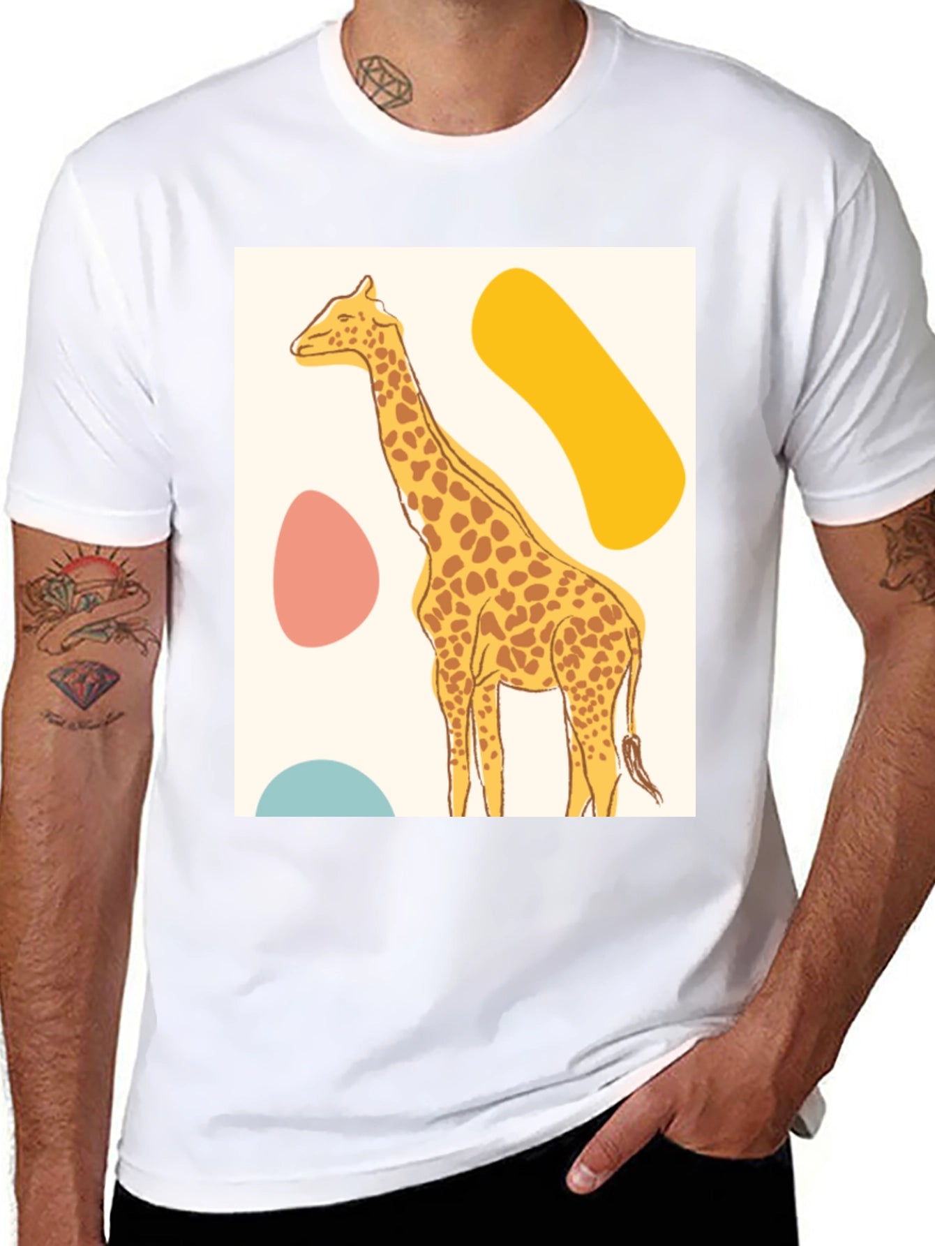 Giraffe Graphic Tee - Modern Art Style Print