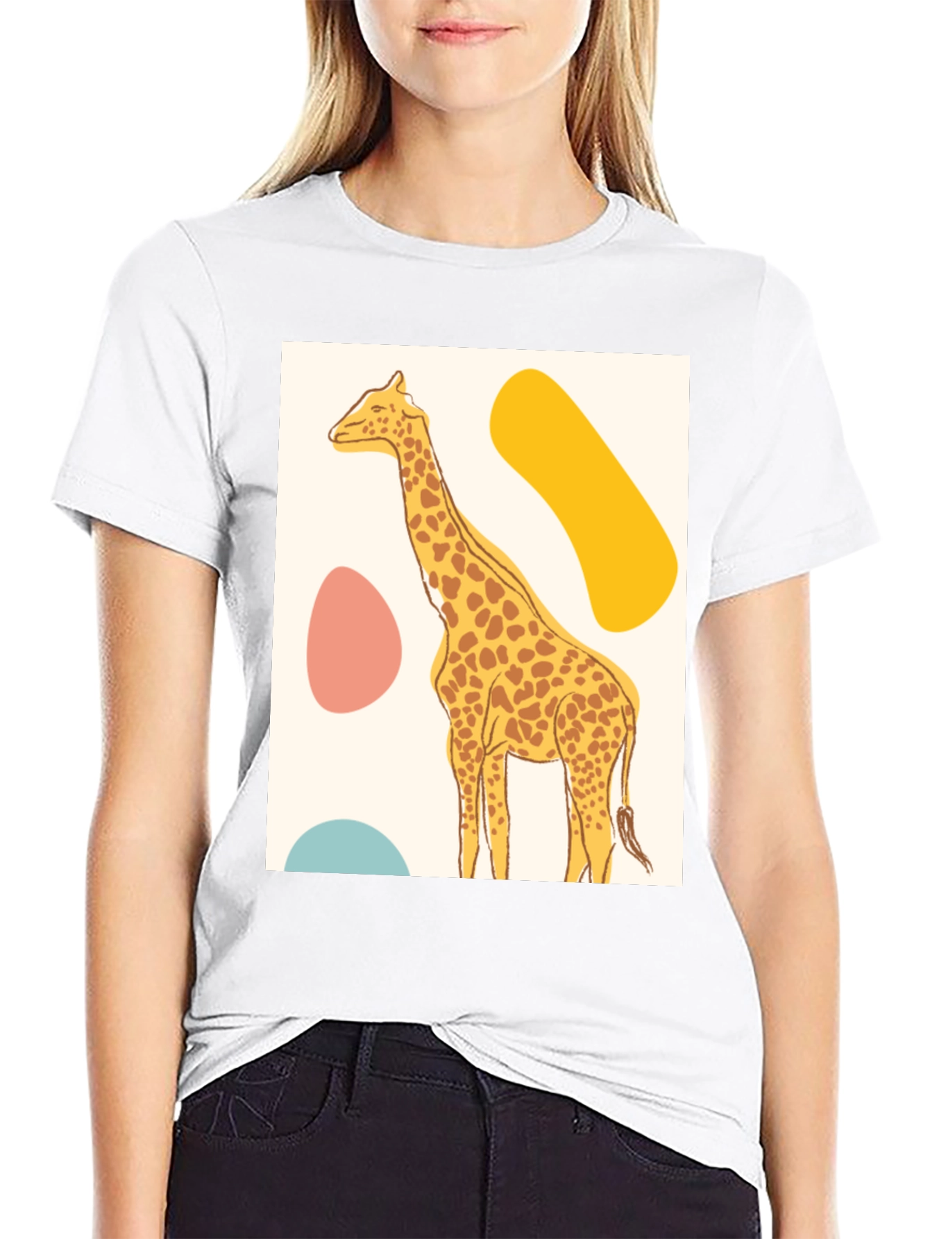 Giraffe Graphic Tee - Modern Art Style Print