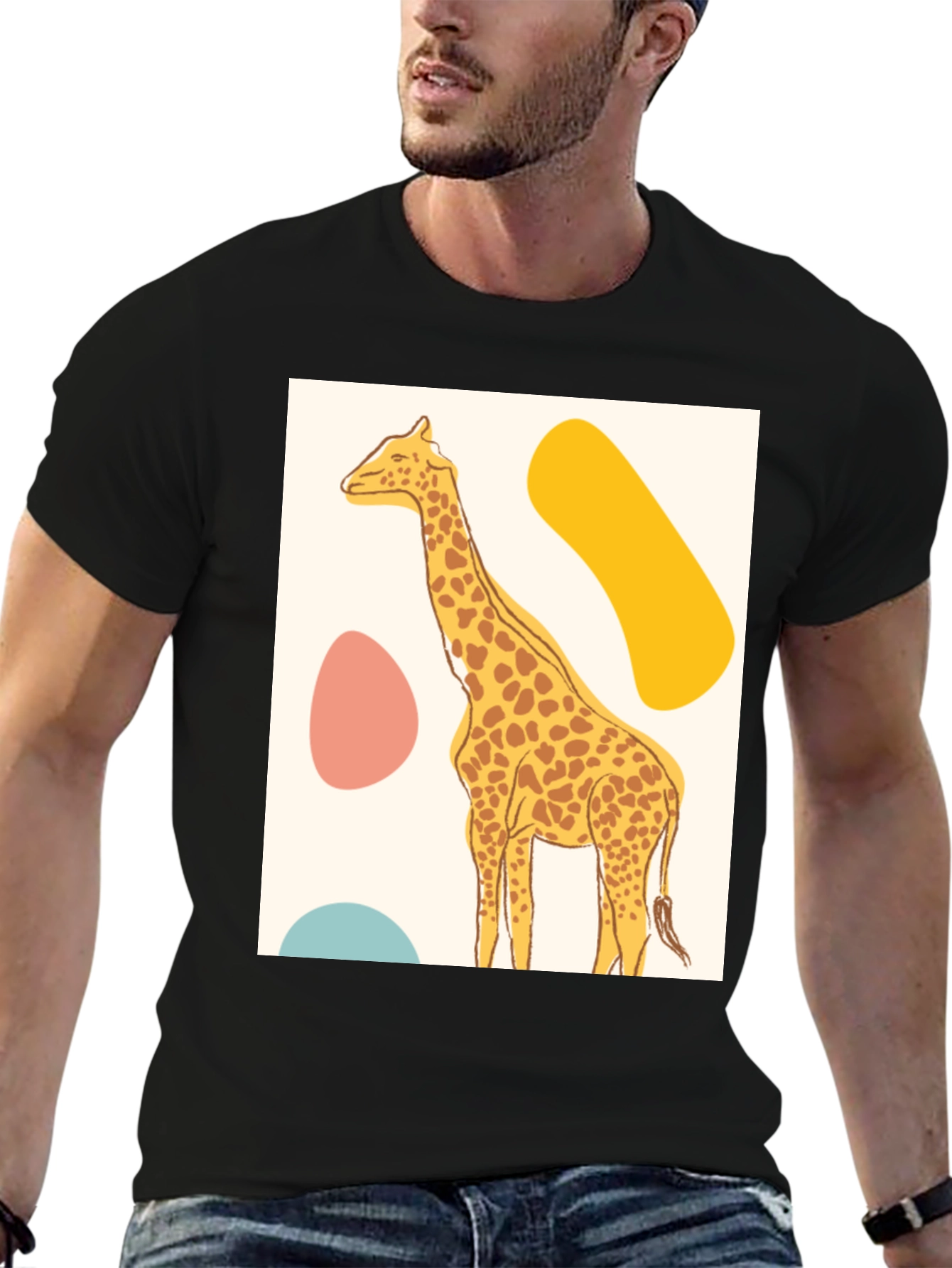 Giraffe Graphic Tee - Modern Art Style Print