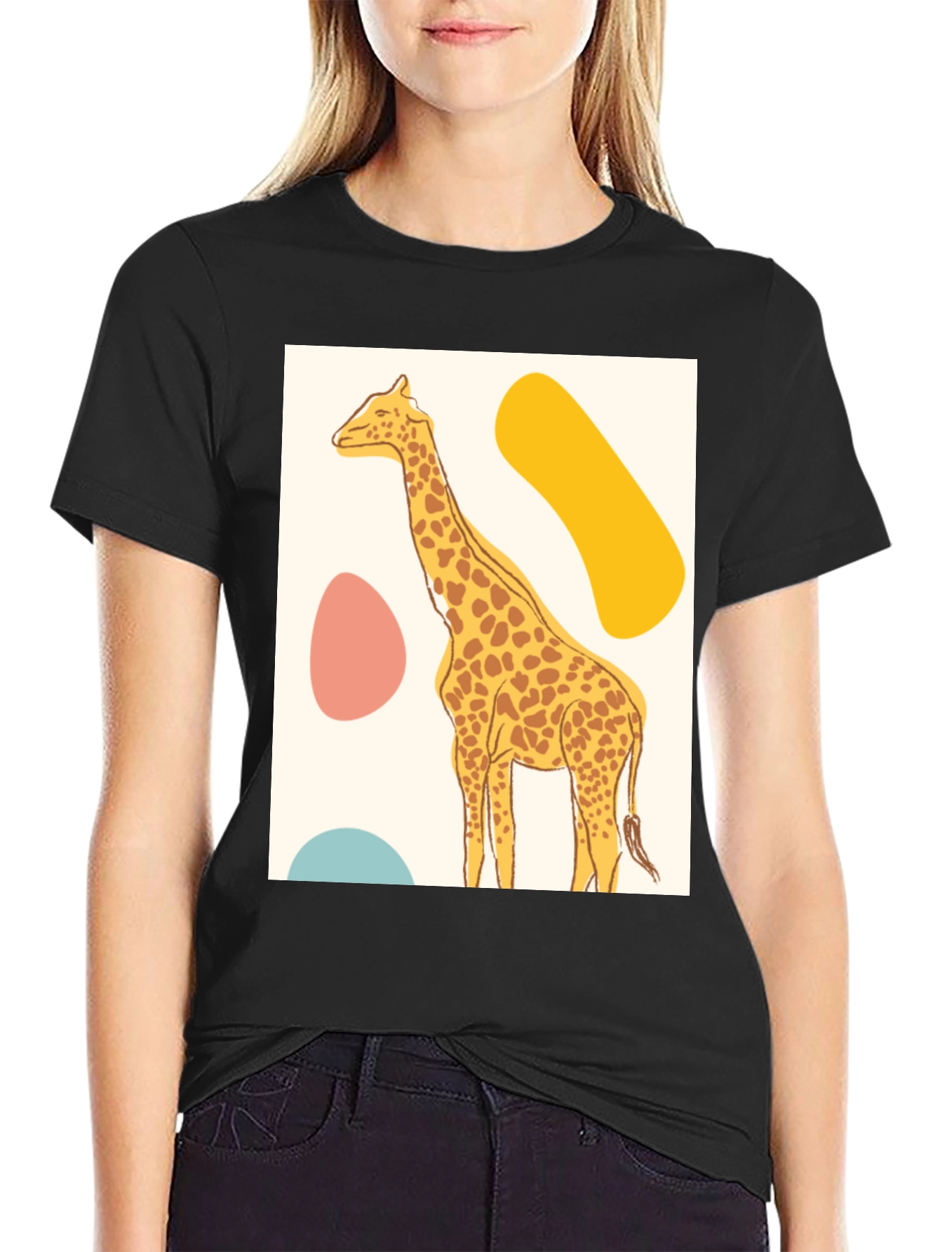 Giraffe Graphic Tee - Modern Art Style Print