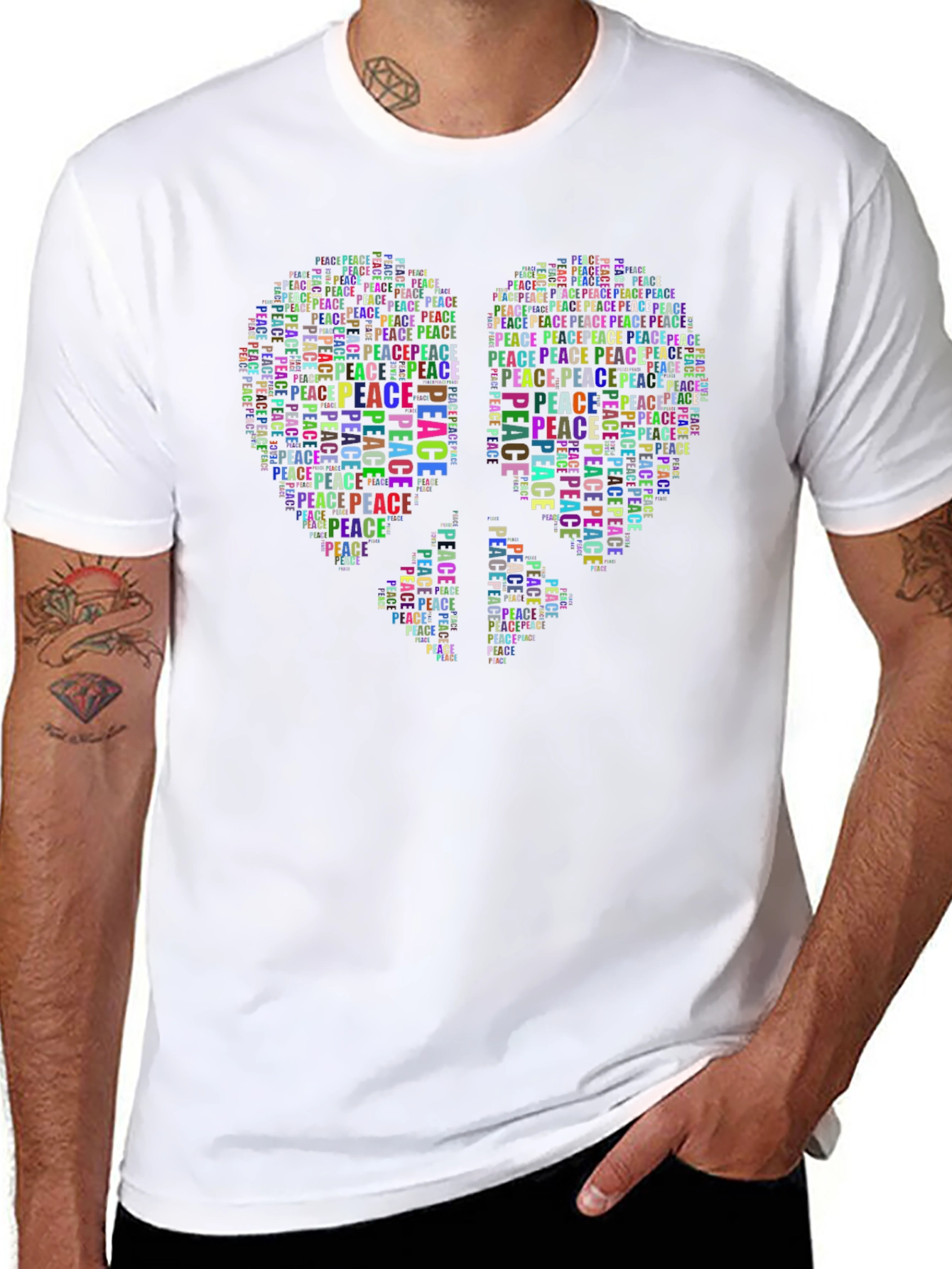 Peace Sign Word Art Graphic T-Shirt
