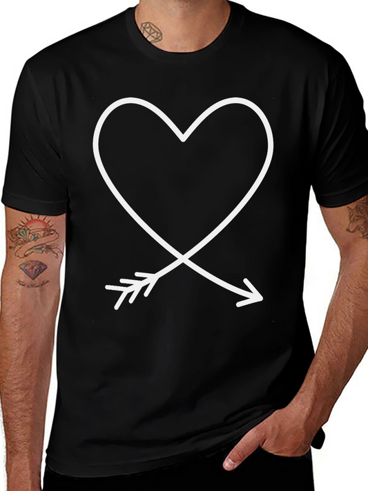 Heart & Arrow Graphic Tee - Casual Black T-Shirt