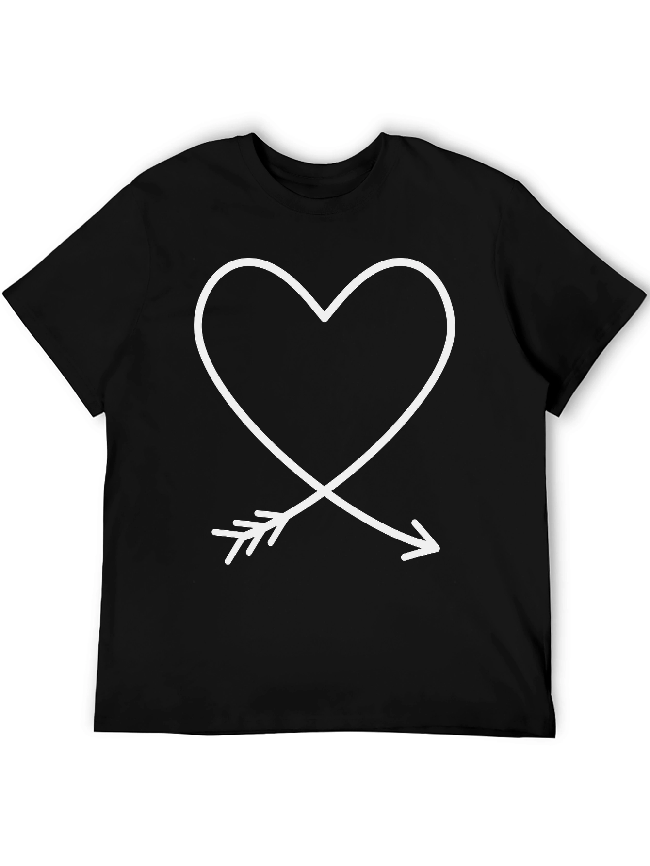 Heart & Arrow Graphic Tee - Casual Black T-Shirt