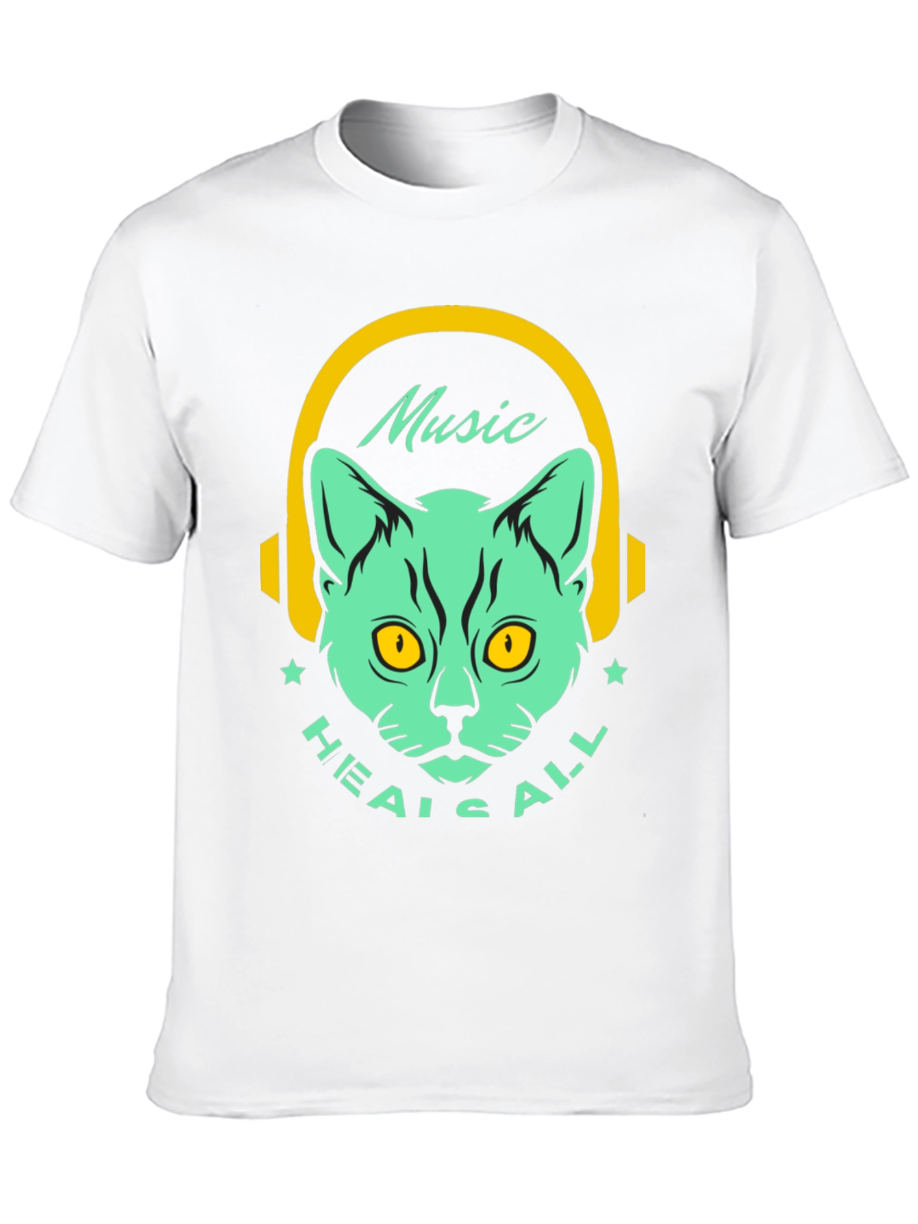 Music Heals All Cat Graphic T-Shirt