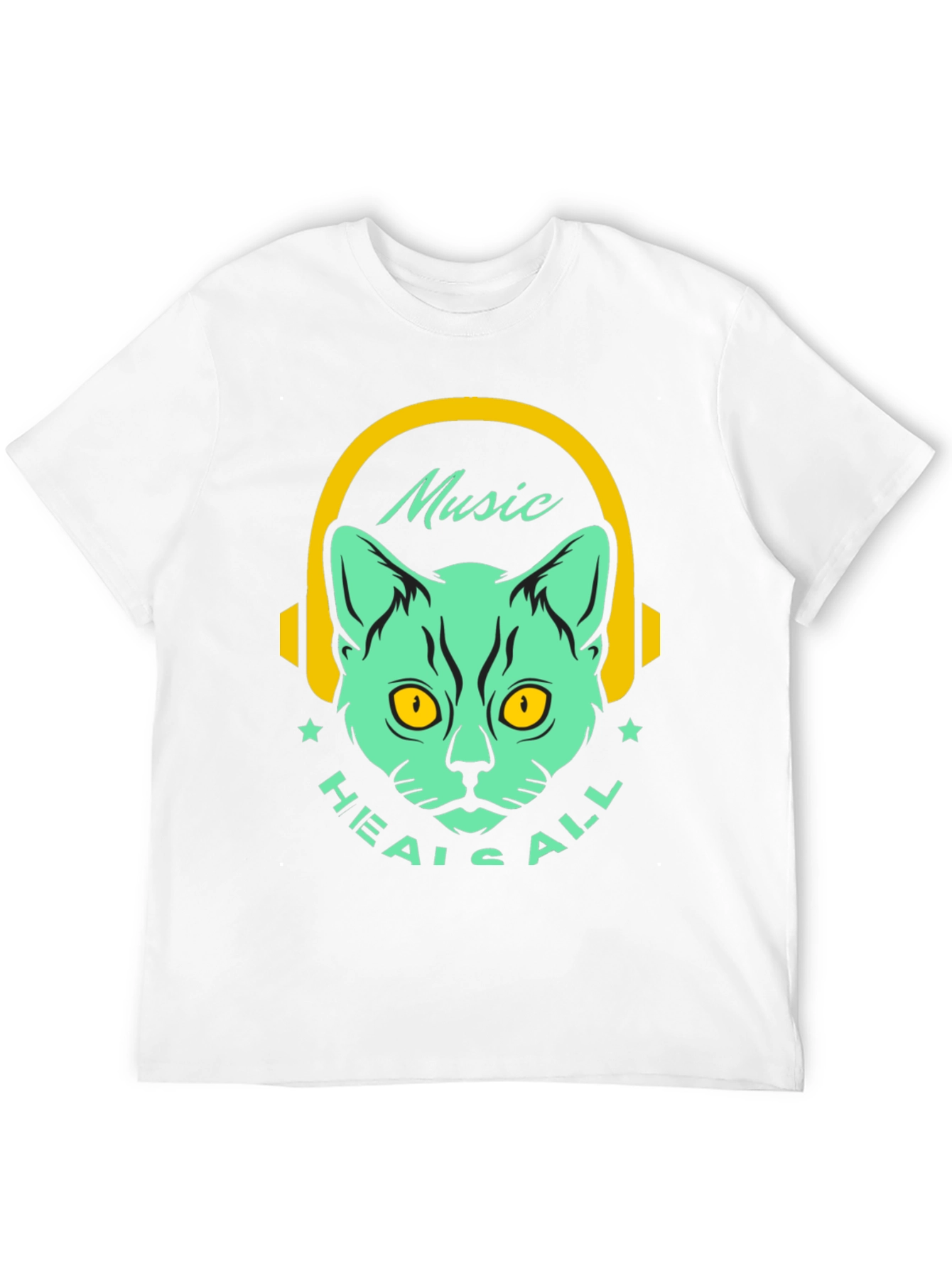 Music Heals All Cat Graphic T-Shirt