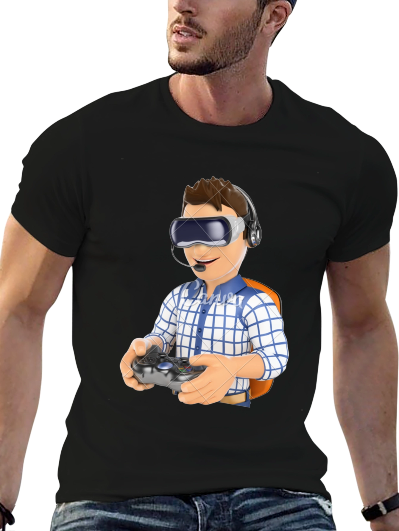 VR Gamer T-Shirt - Black Cotton Blend