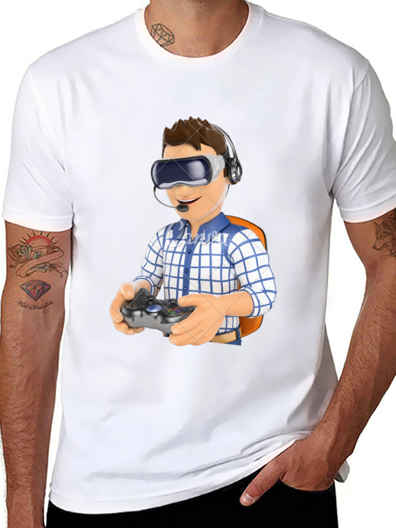 VR Gamer T-Shirt - Black Cotton Blend