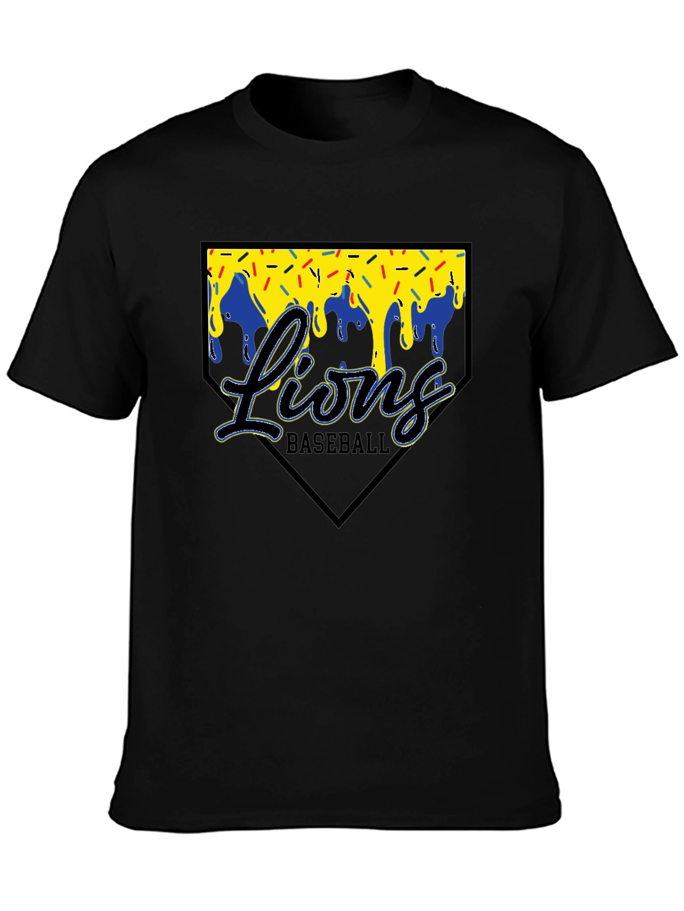 Lions Baseball T-Shirt Black Graphic Tee