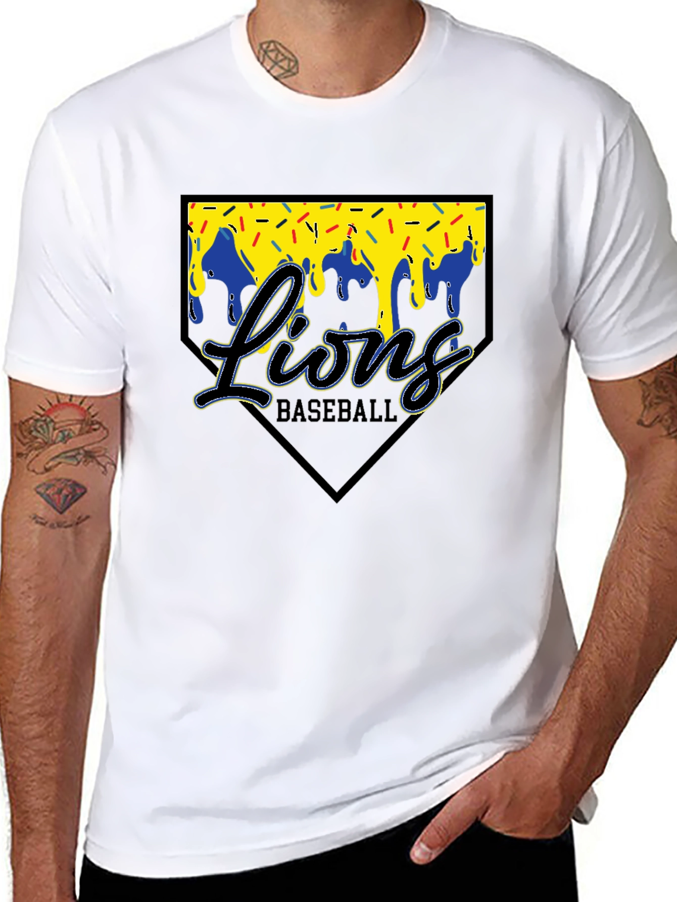 Lions Baseball T-Shirt Black Graphic Tee