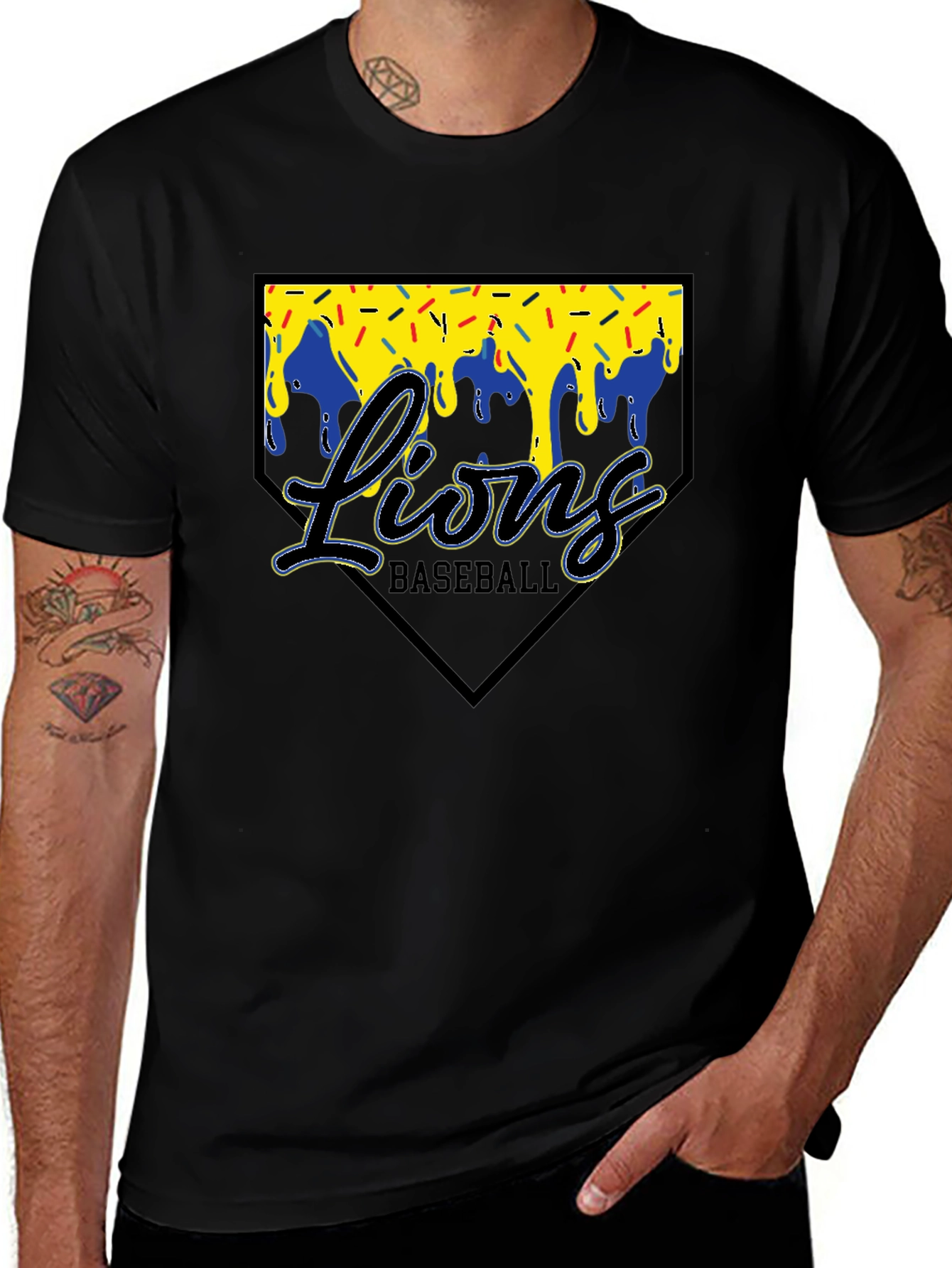 Lions Baseball T-Shirt Black Graphic Tee