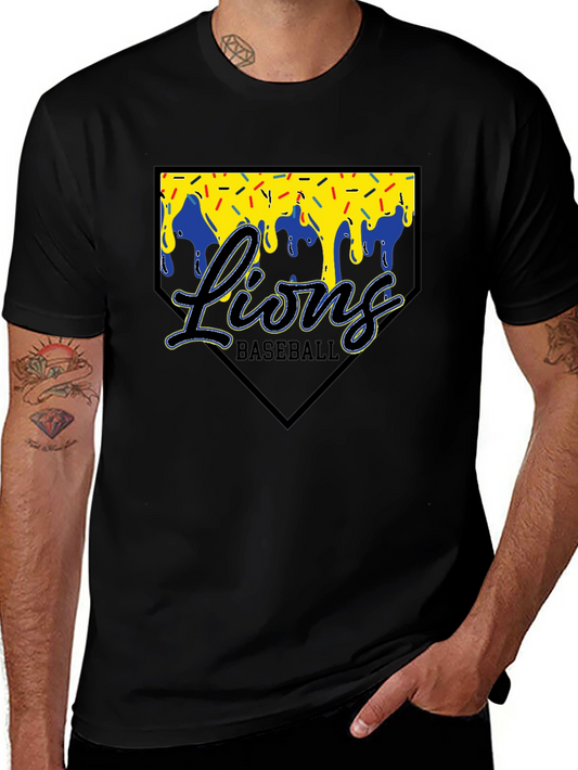 Lions Baseball T-Shirt Black Graphic Tee