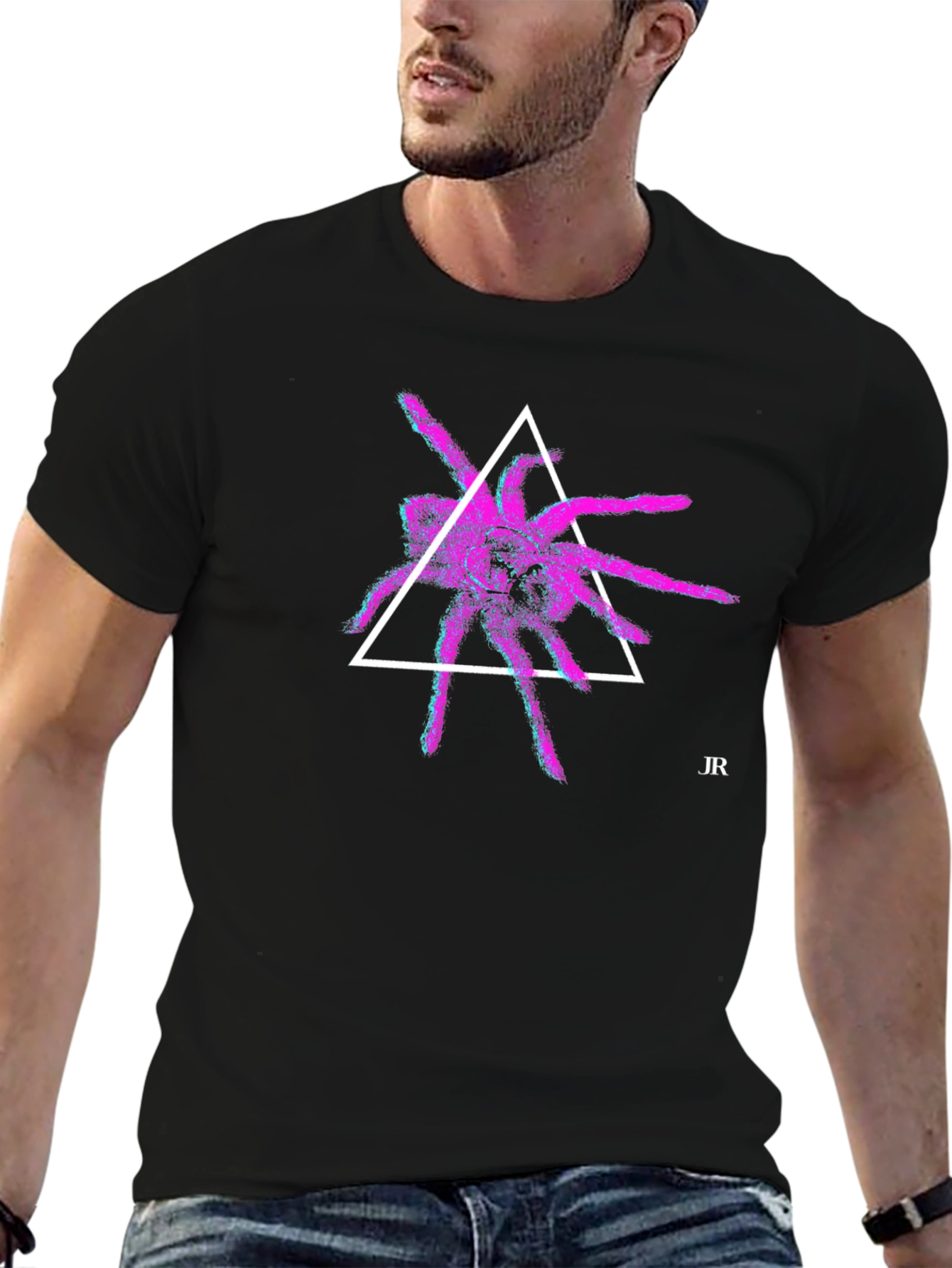Geometric Spider Graphic Tee - Modern Black T-Shirt
