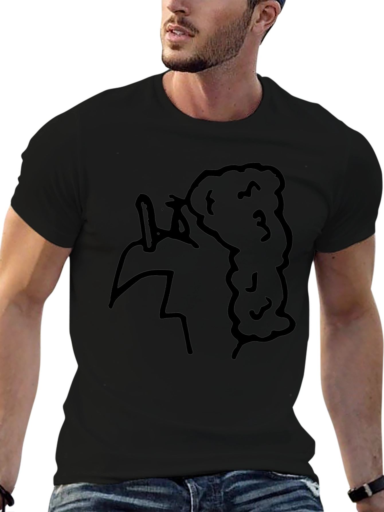 Abstract Character Black Tee - Quirky Unisex T-Shirt