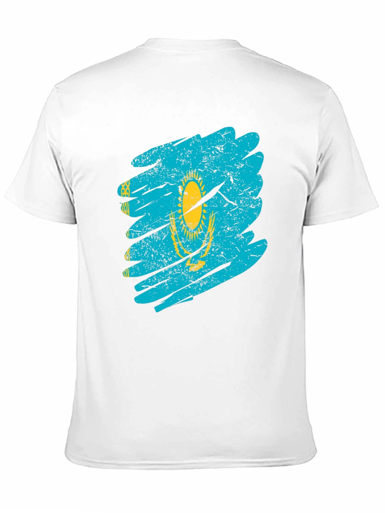 Kazakhstan Flag Distressed Black T-Shirt