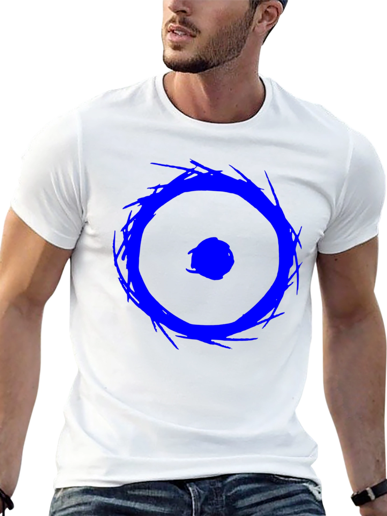 Blue Eye Graphic Tee - Black Cotton Casual Shirt
