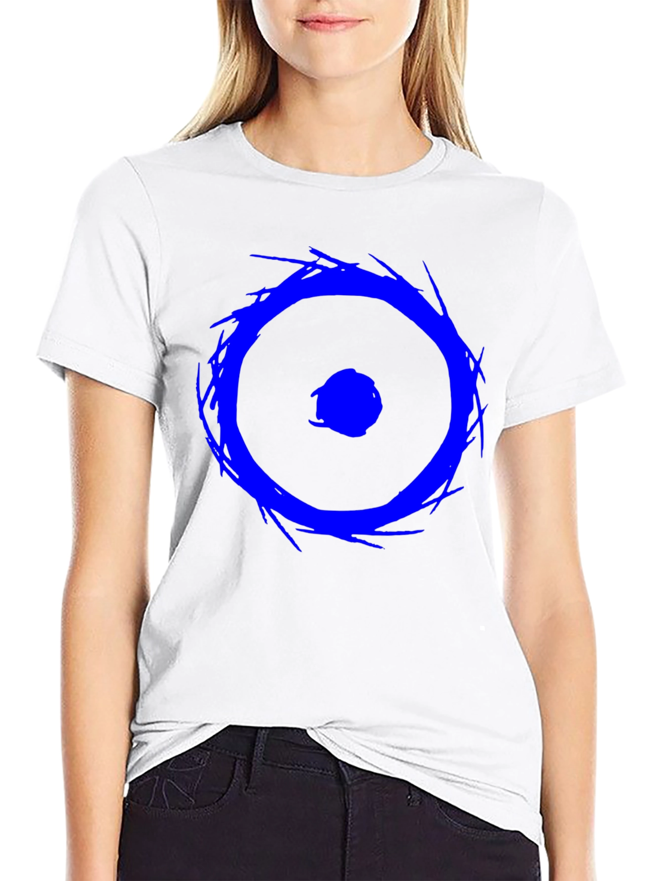 Blue Eye Graphic Tee - Black Cotton Casual Shirt