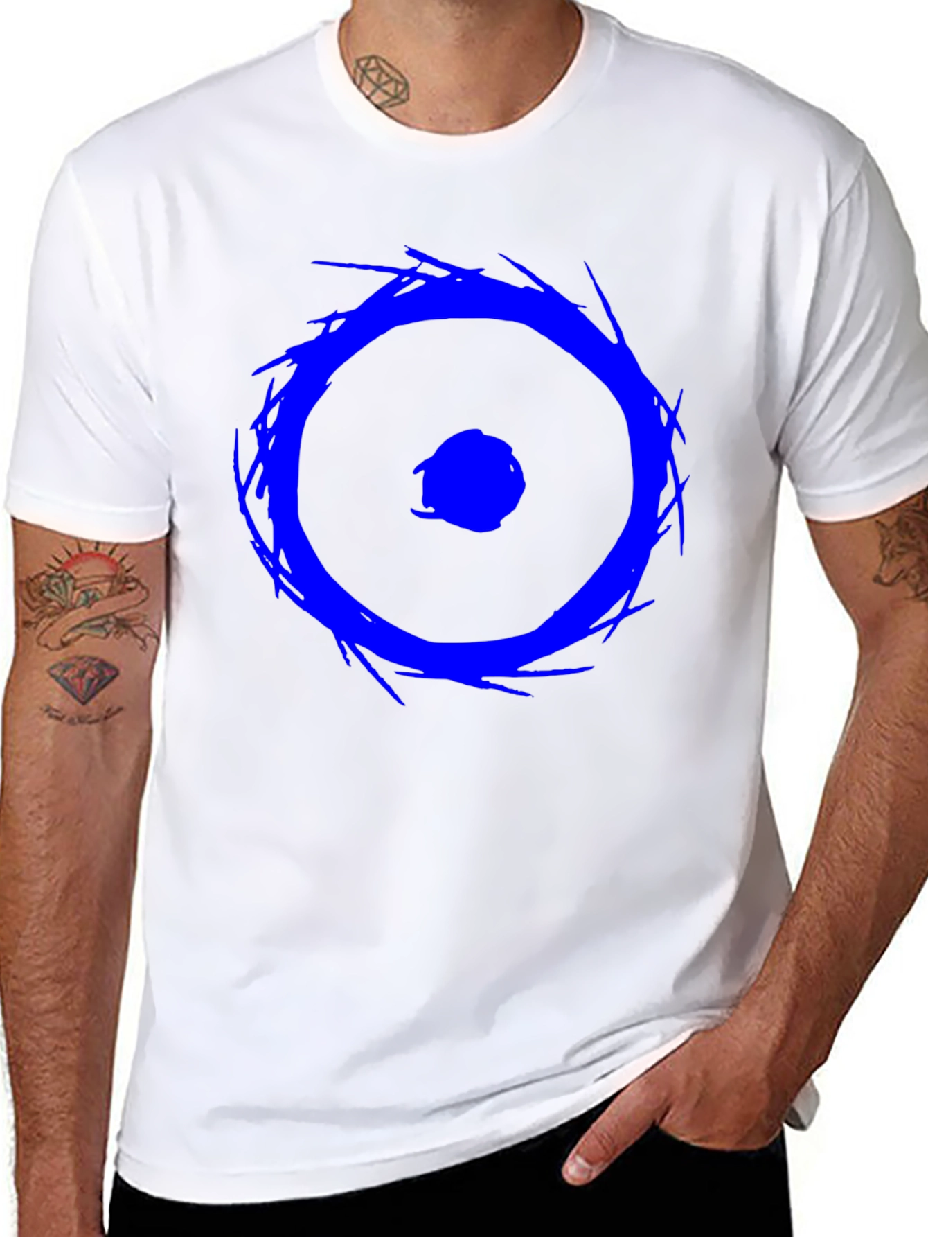 Blue Eye Graphic Tee - Black Cotton Casual Shirt