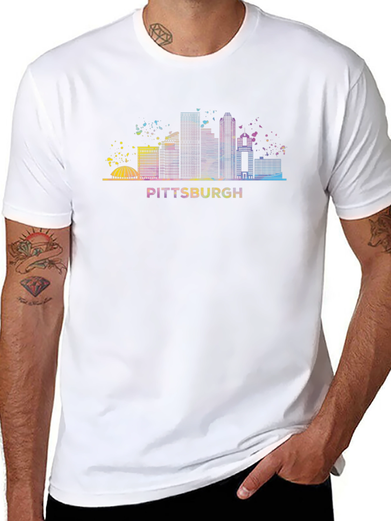 Pittsburgh Skyline Graphic Tee - Black Cotton T-Shirt