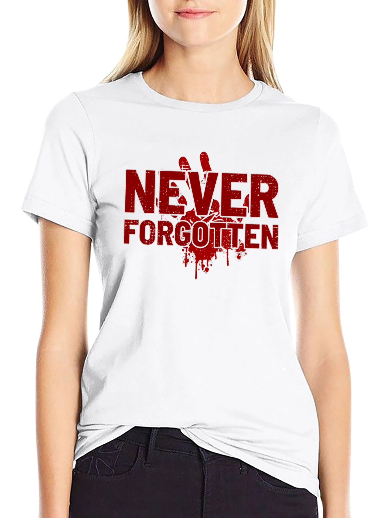 Never Forgotten Graphic Tee - Bold Red Design