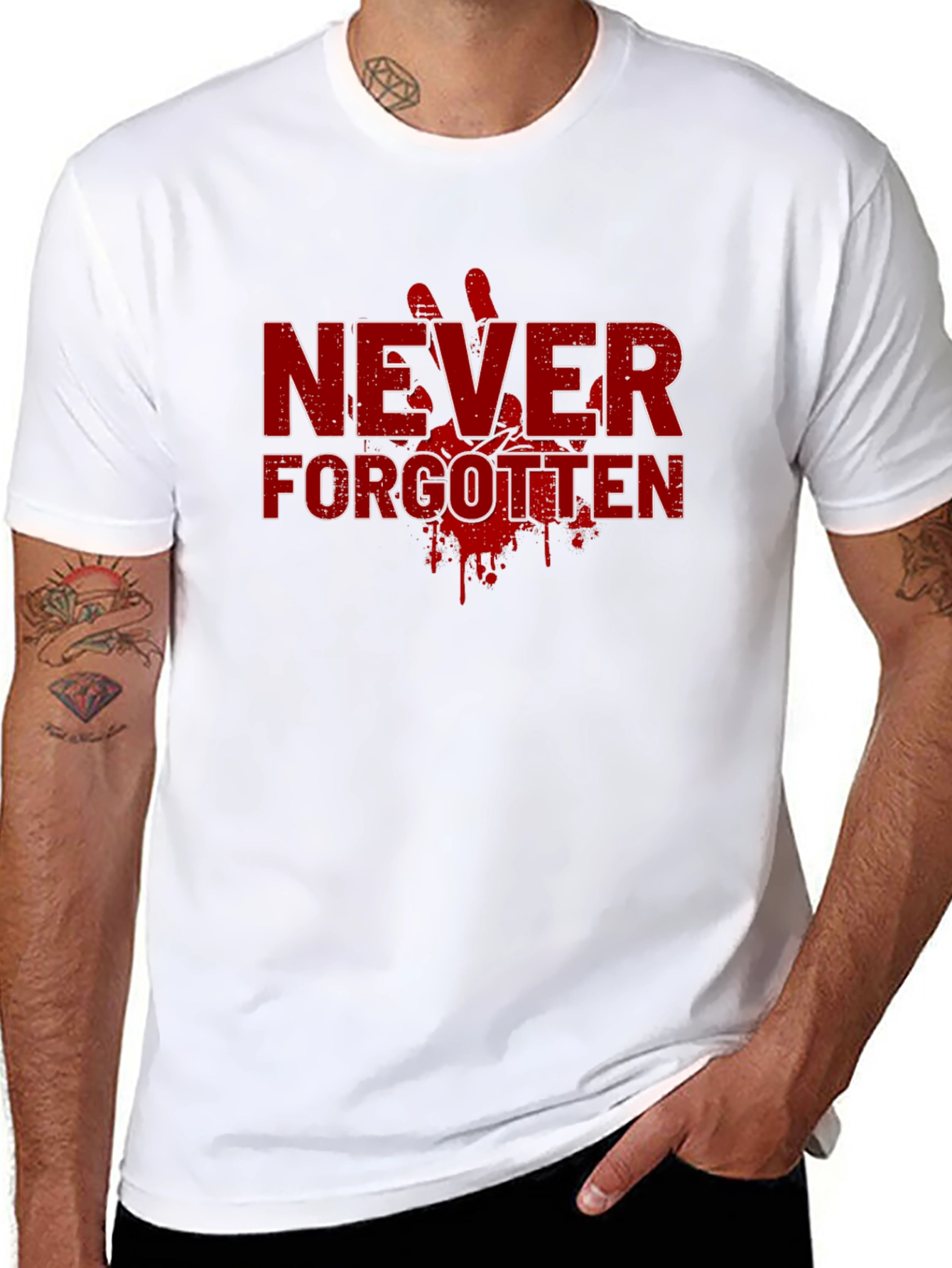 Never Forgotten Graphic Tee - Bold Red Design